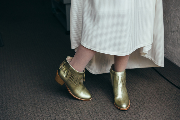 gorman fringed gold ankle boots