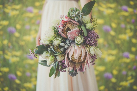 blushng bride protea bouquet