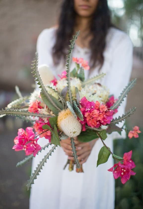 bougainvillea and banksia bouquet