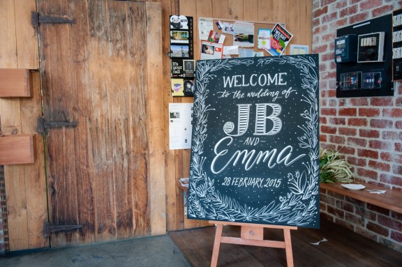 Hand-lettered wedding chalk board | Photography by Samara Clifford
