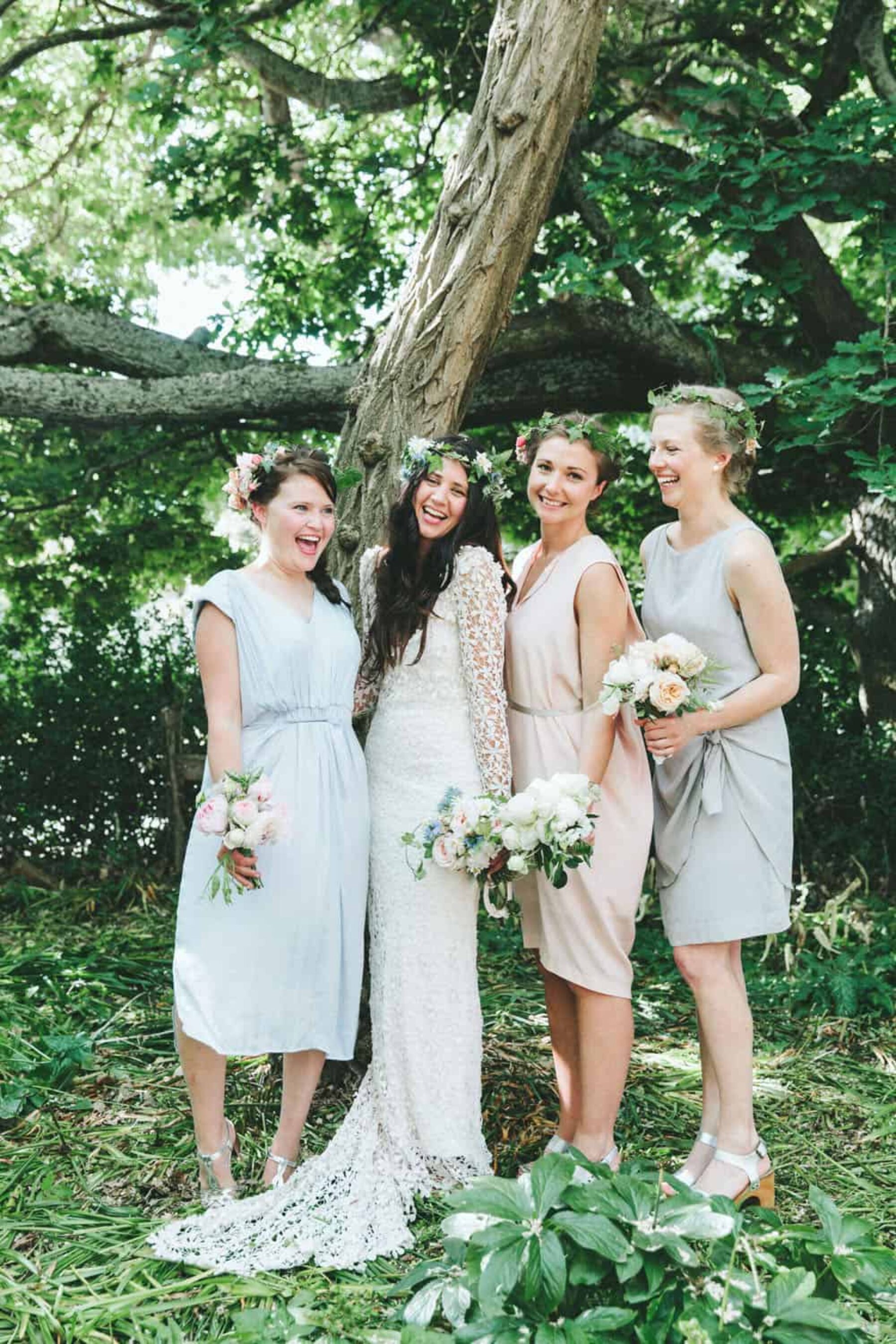 Pastel bridesmaids dresses