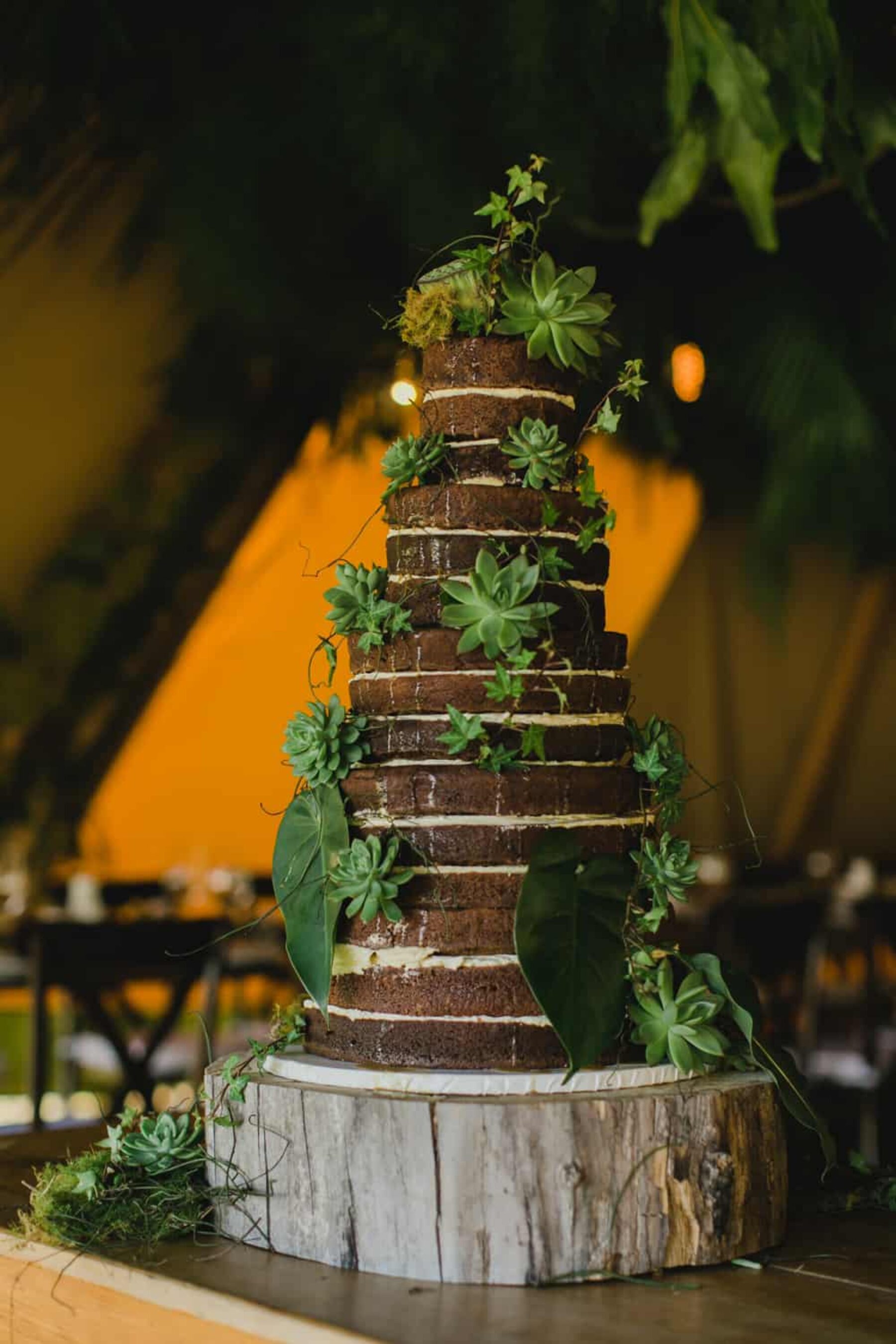 Naked layer cake dressed in greenery