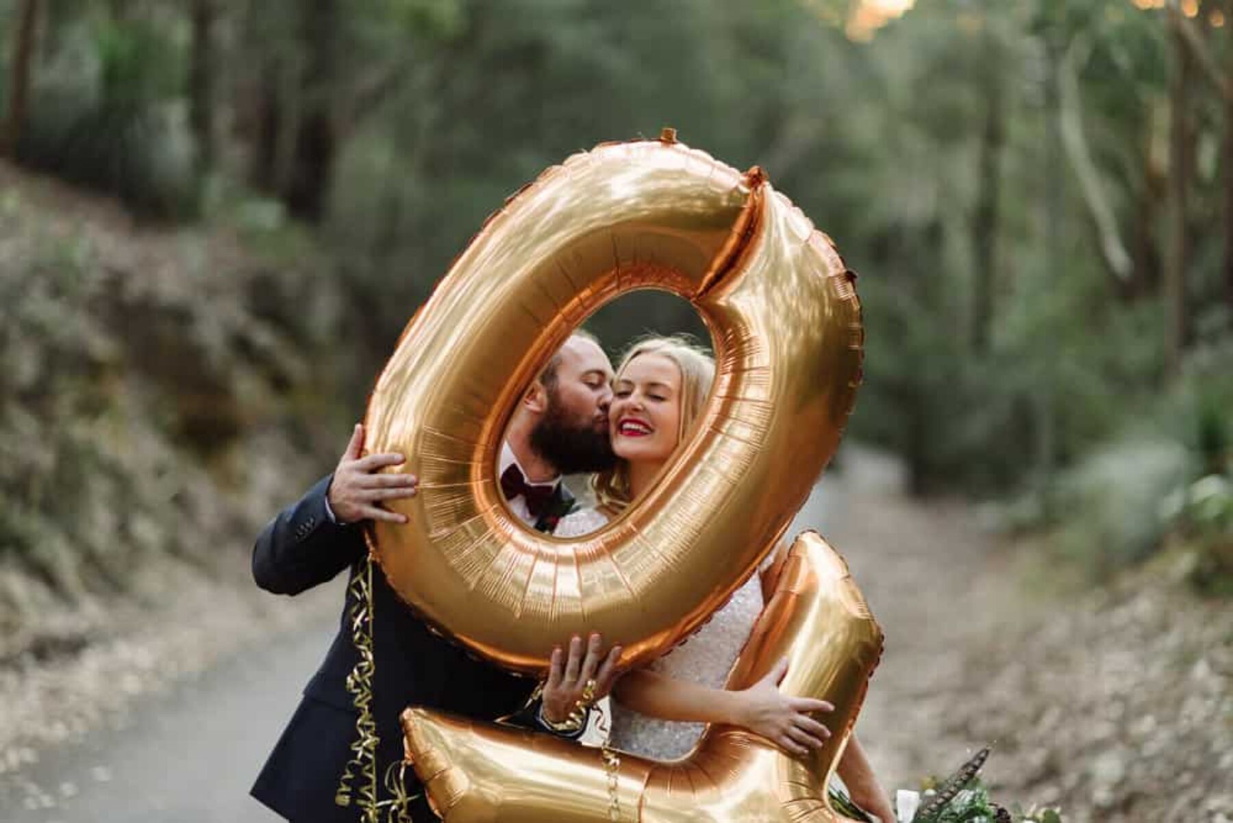 giant gold XO balloons / Sydney wedding Photographer Keelan Christopher