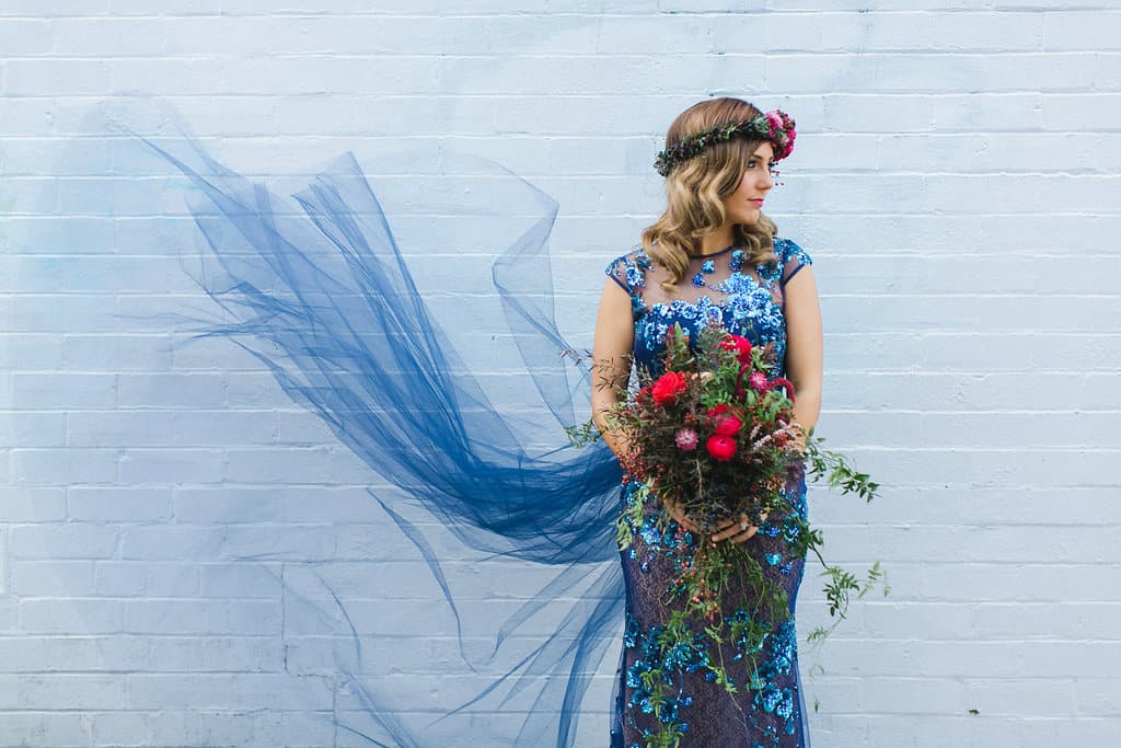 Best wedding dresses of 2015/ Blue sequin wedding dress by Alex Perry