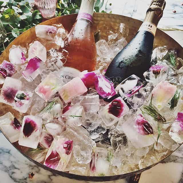 Petal ice cubes in champagne bucket / Photo + Syling by paulinemorrissey.com