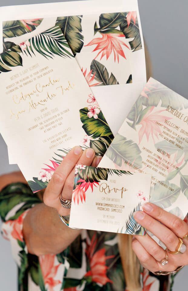 Tropical wedding invitation suite