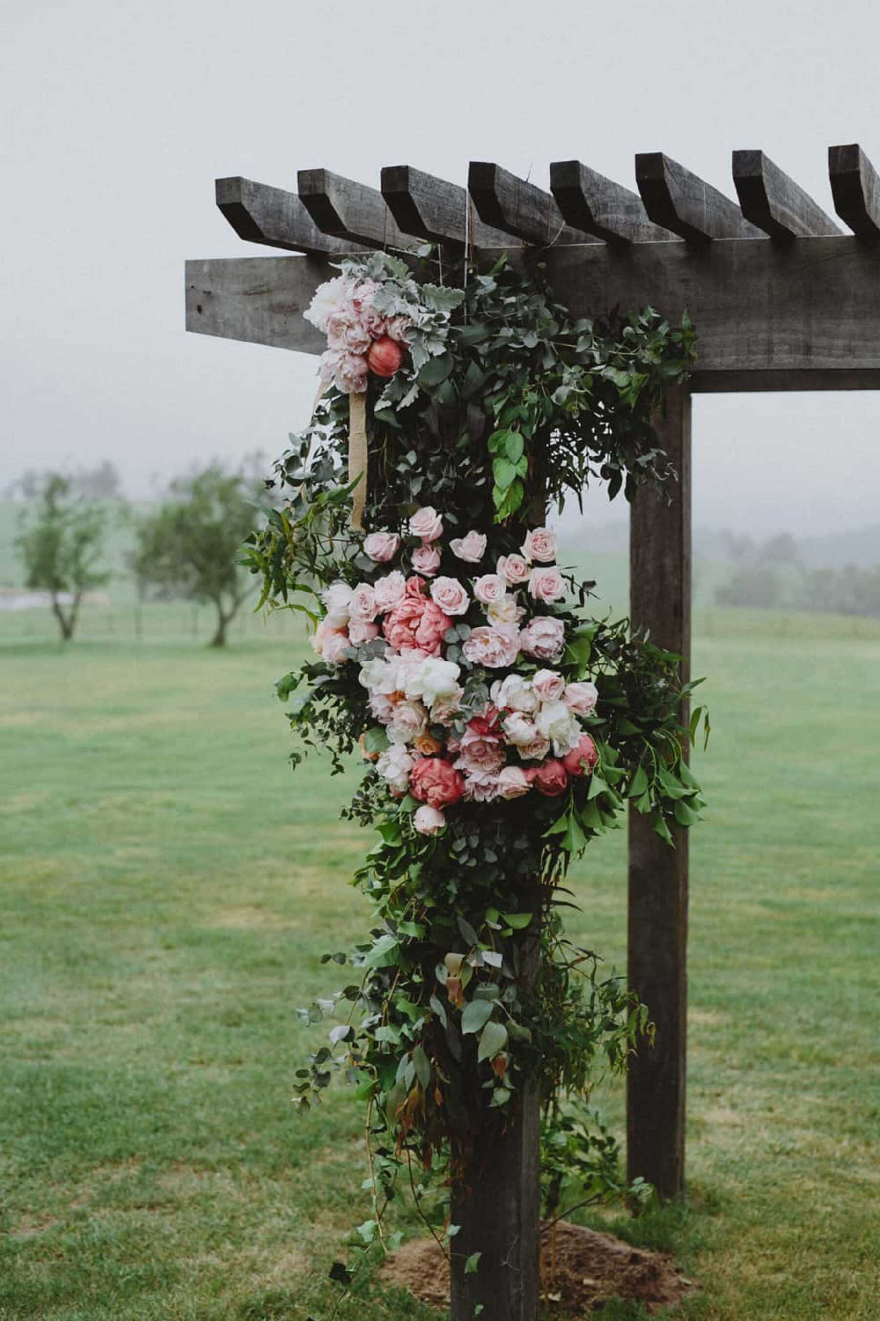pink rose floral wedding arbour