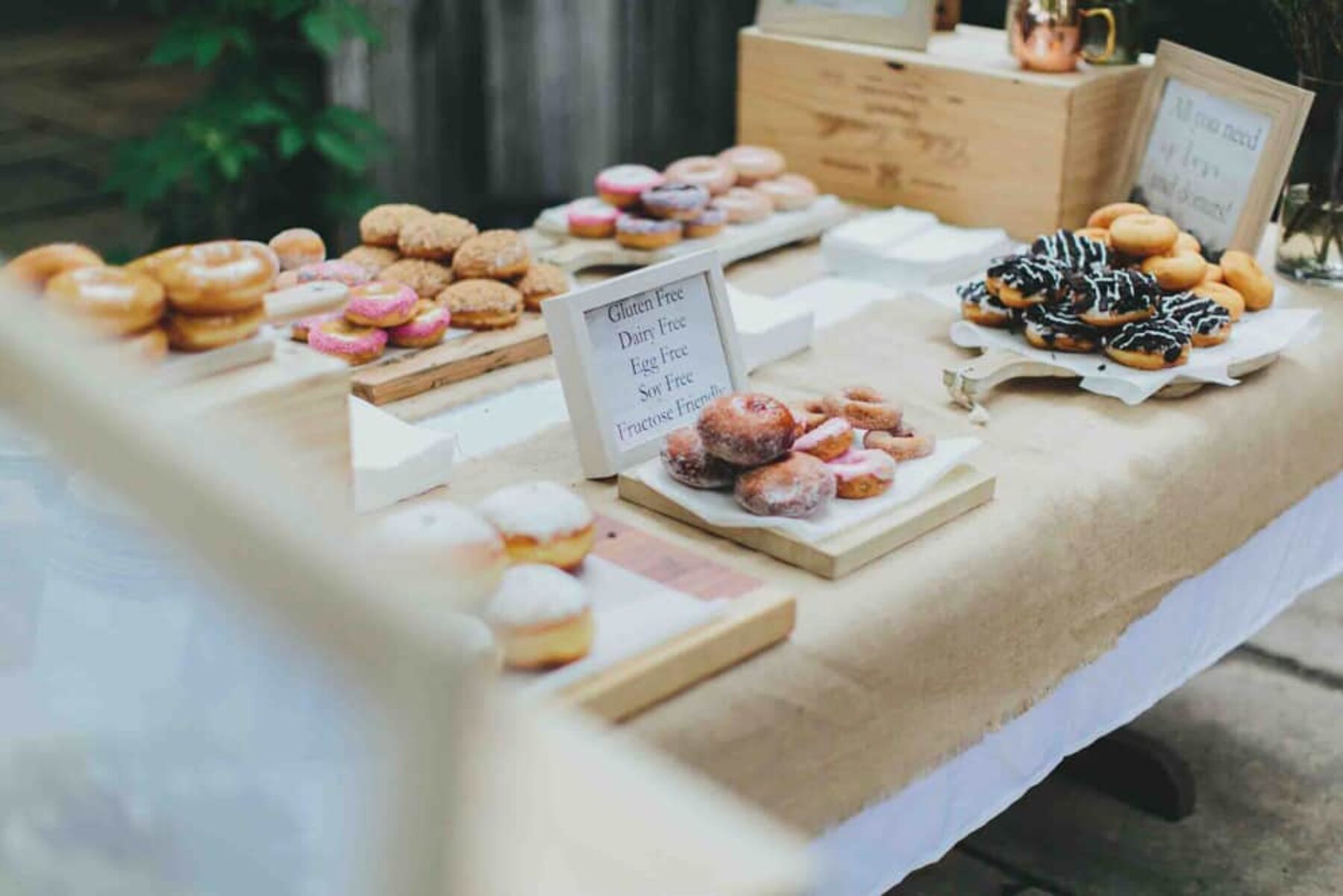 wedding dessert donut table