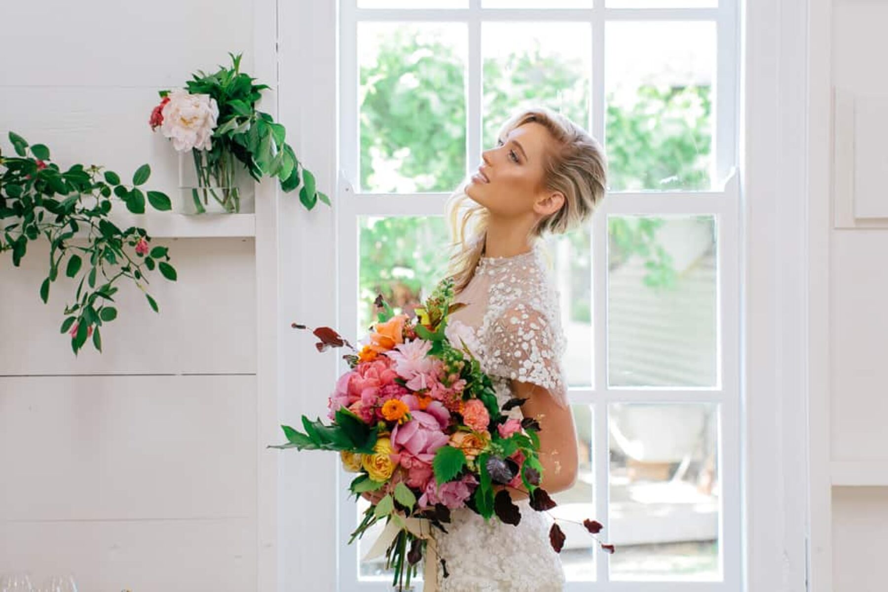 colourful peony bouquet