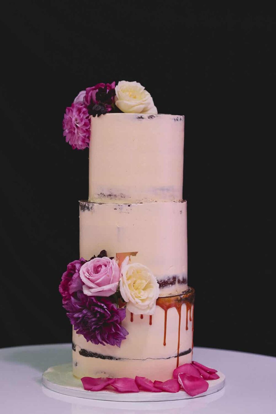 modern semi naked wedding cake