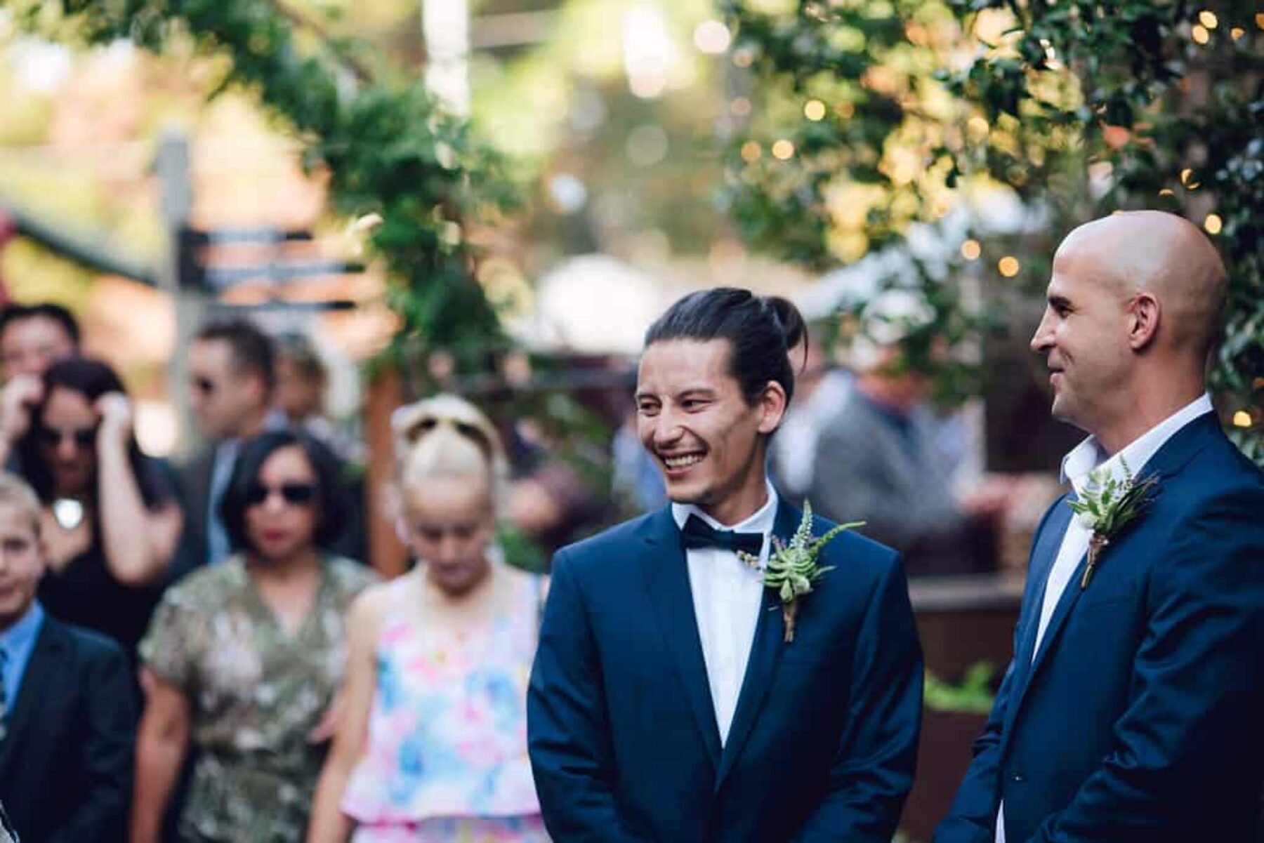 hipster groom with top knot