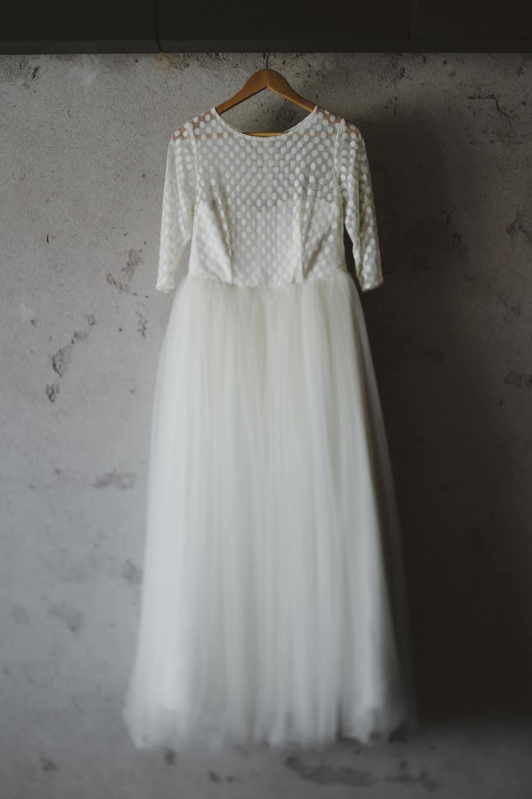 polka dot tulle wedding dress by Studio White