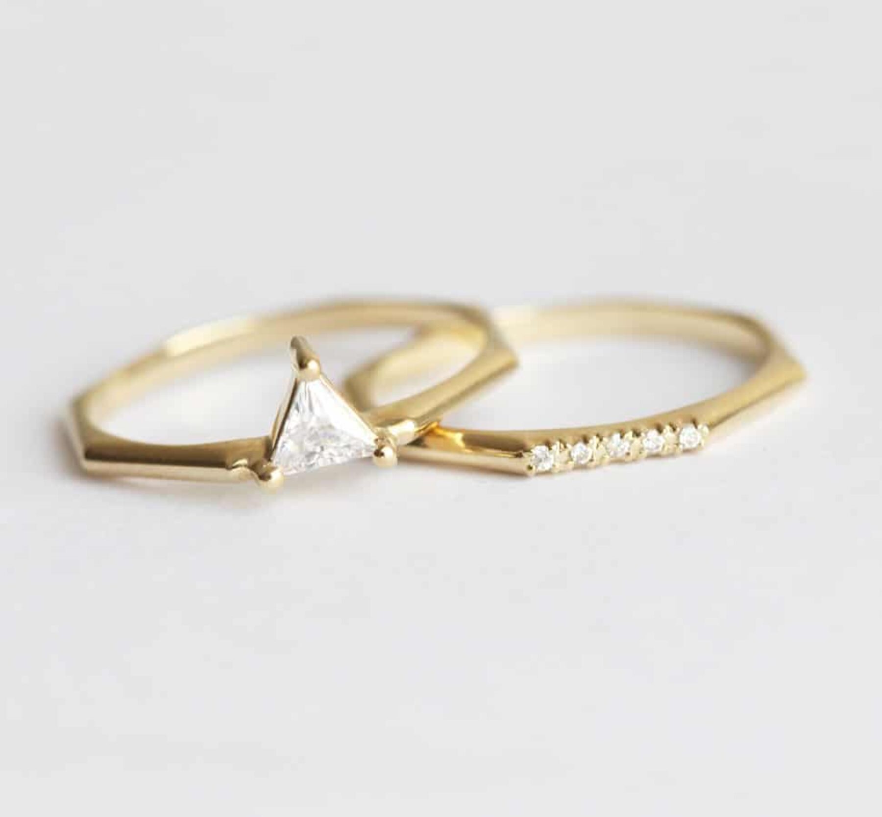 dainty gold wedding ring set