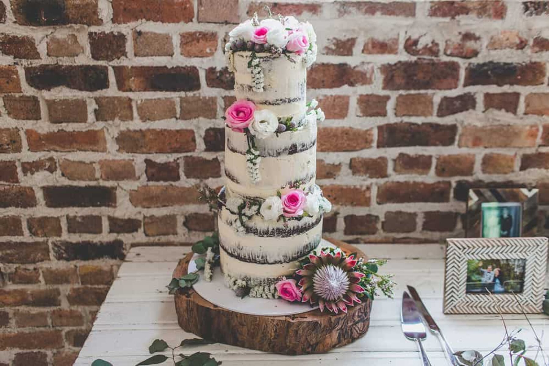 modern naked wedding cake
