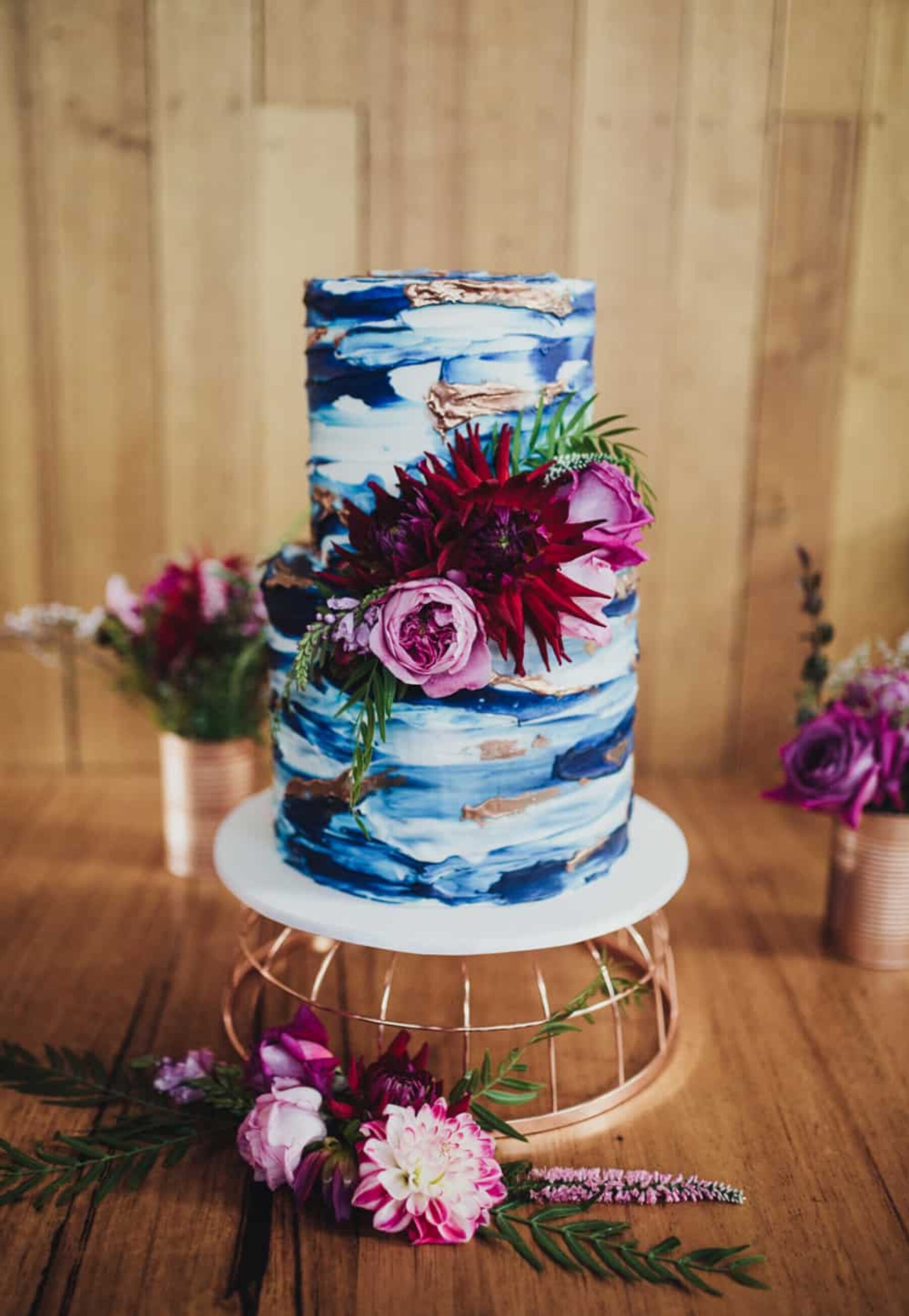 artistic blue wedding cake