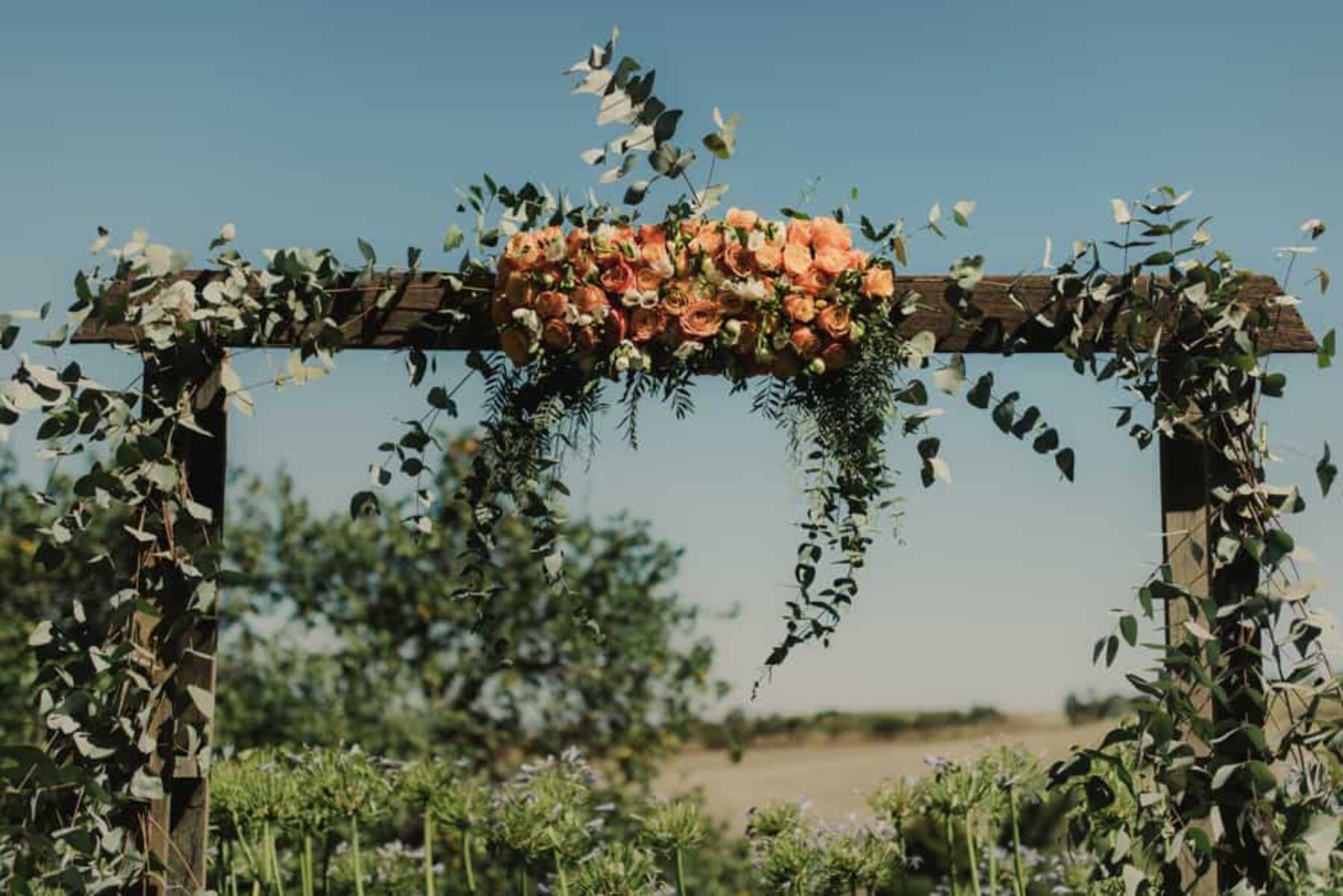 DIY timber arch with flowers