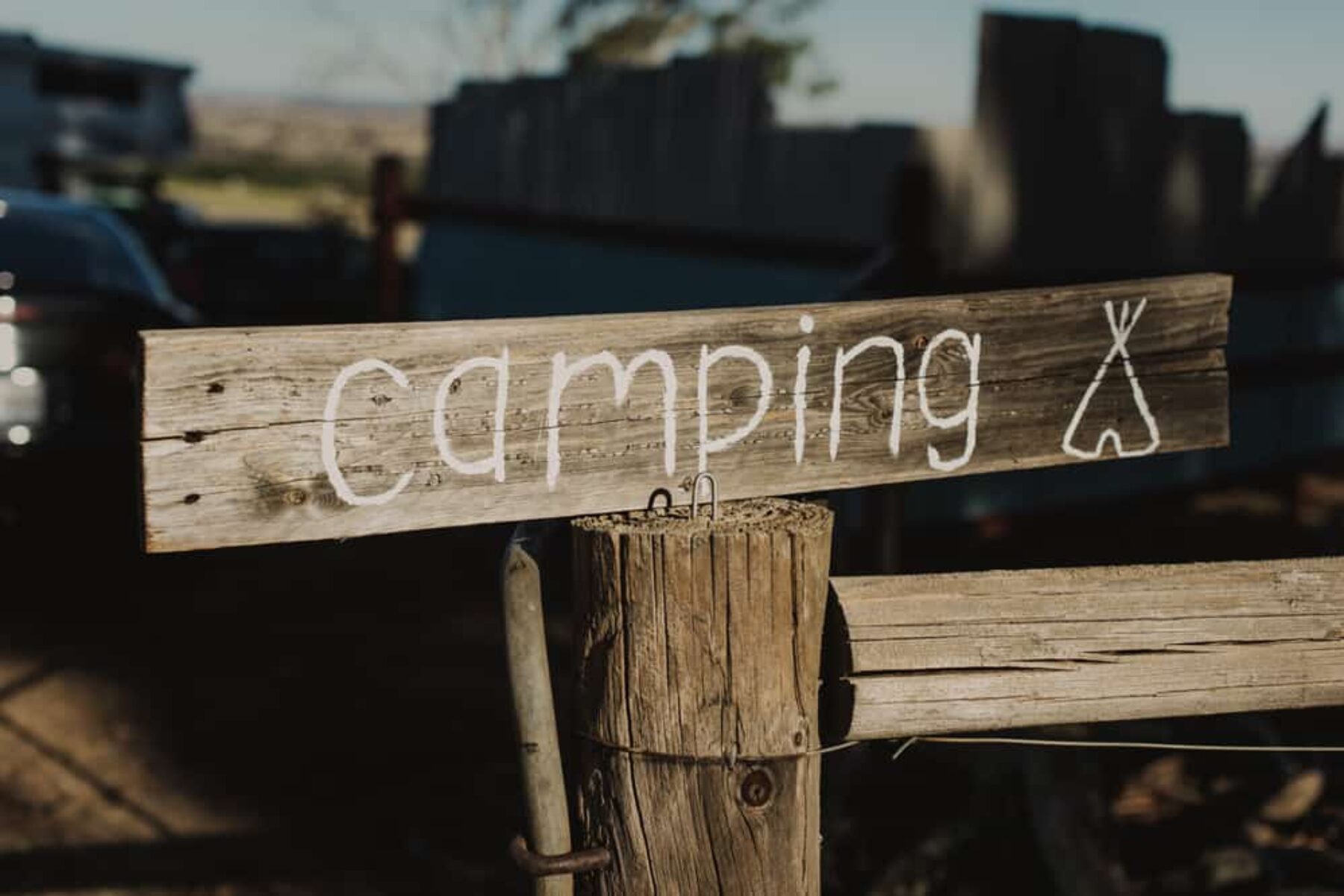 camping sign for festival wedding