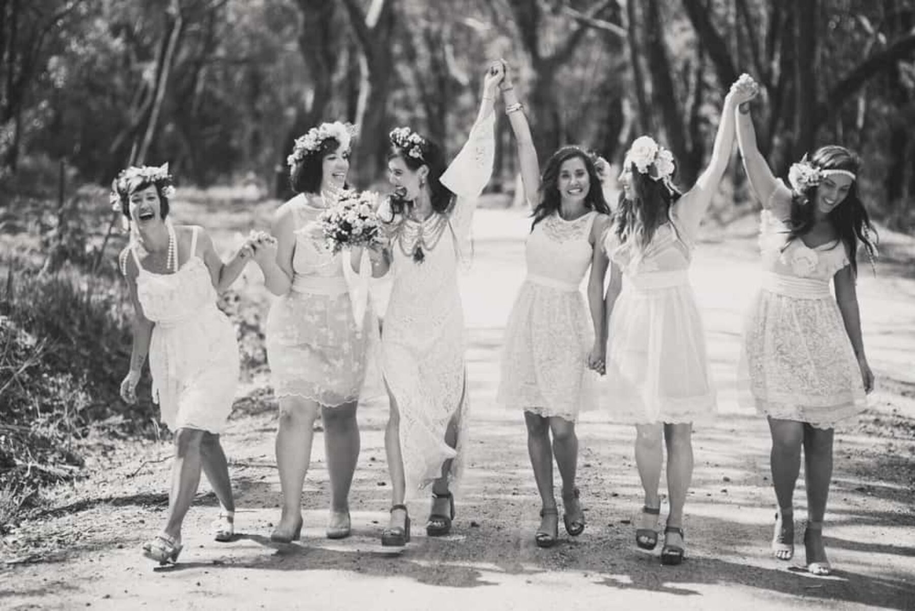 festival wedding bridesmaids