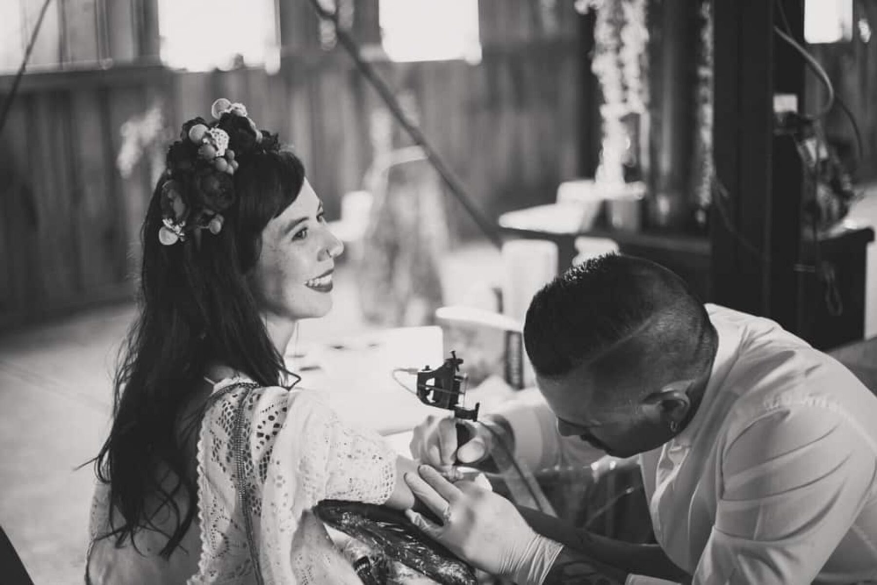 bride getting wedding tattoo