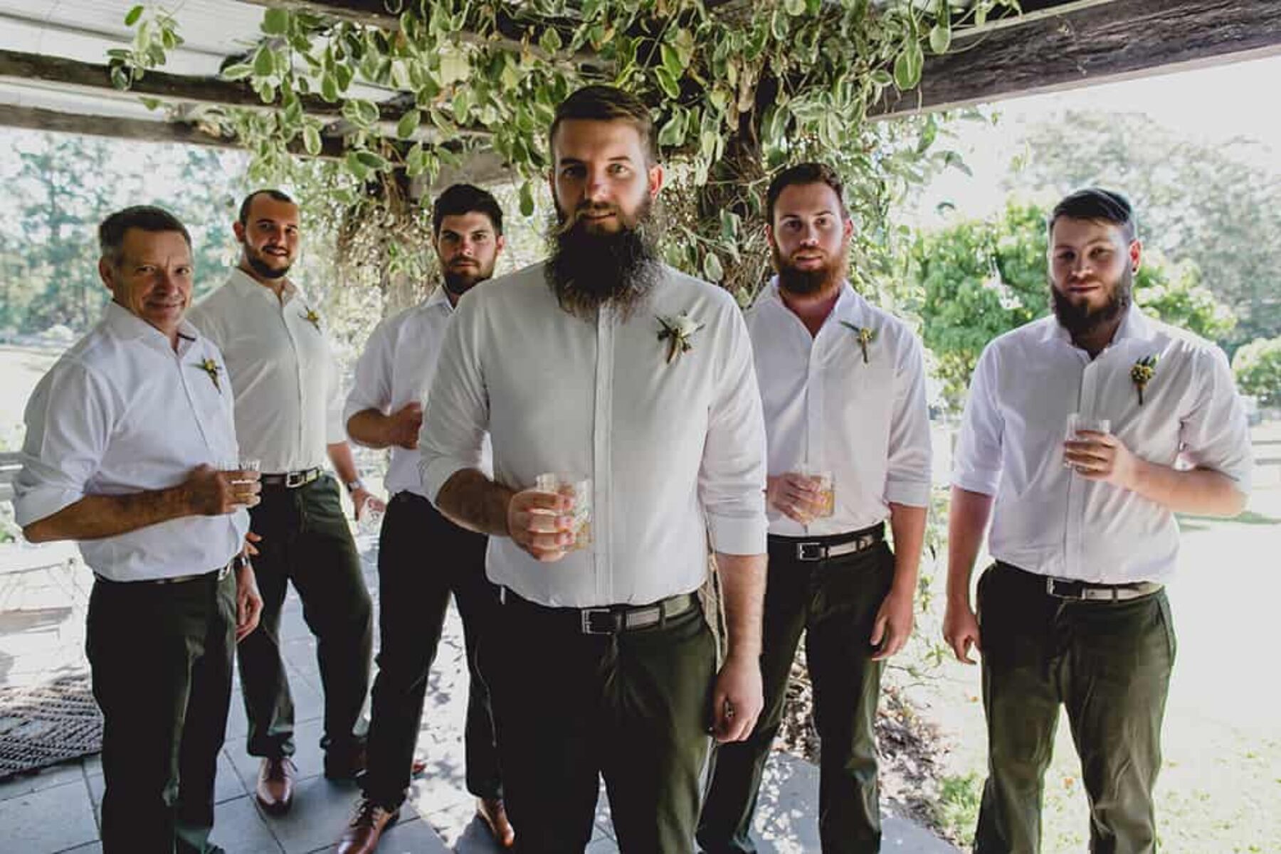 bearded groom and groomsmen