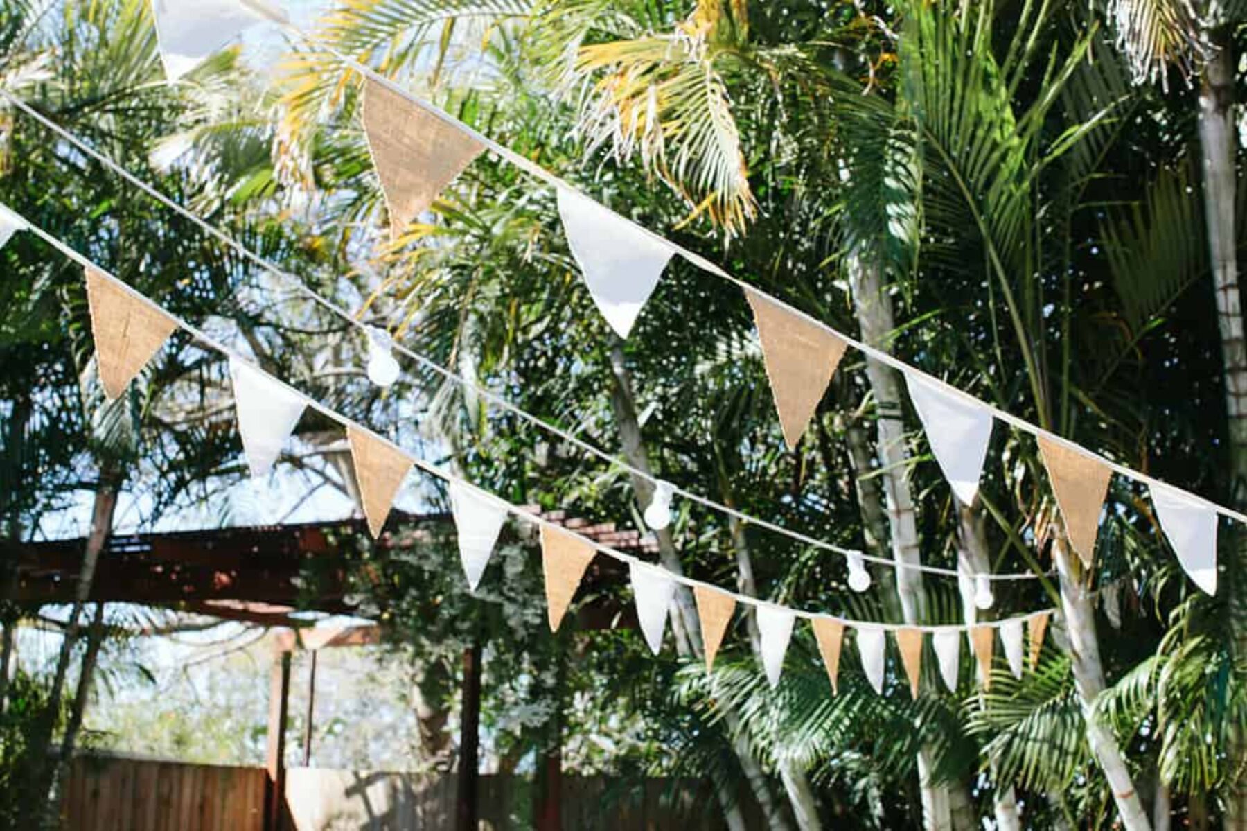 gold + white wedding bunting