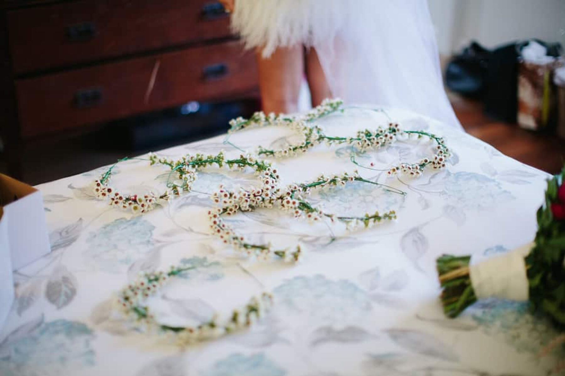 white wax flower crowns