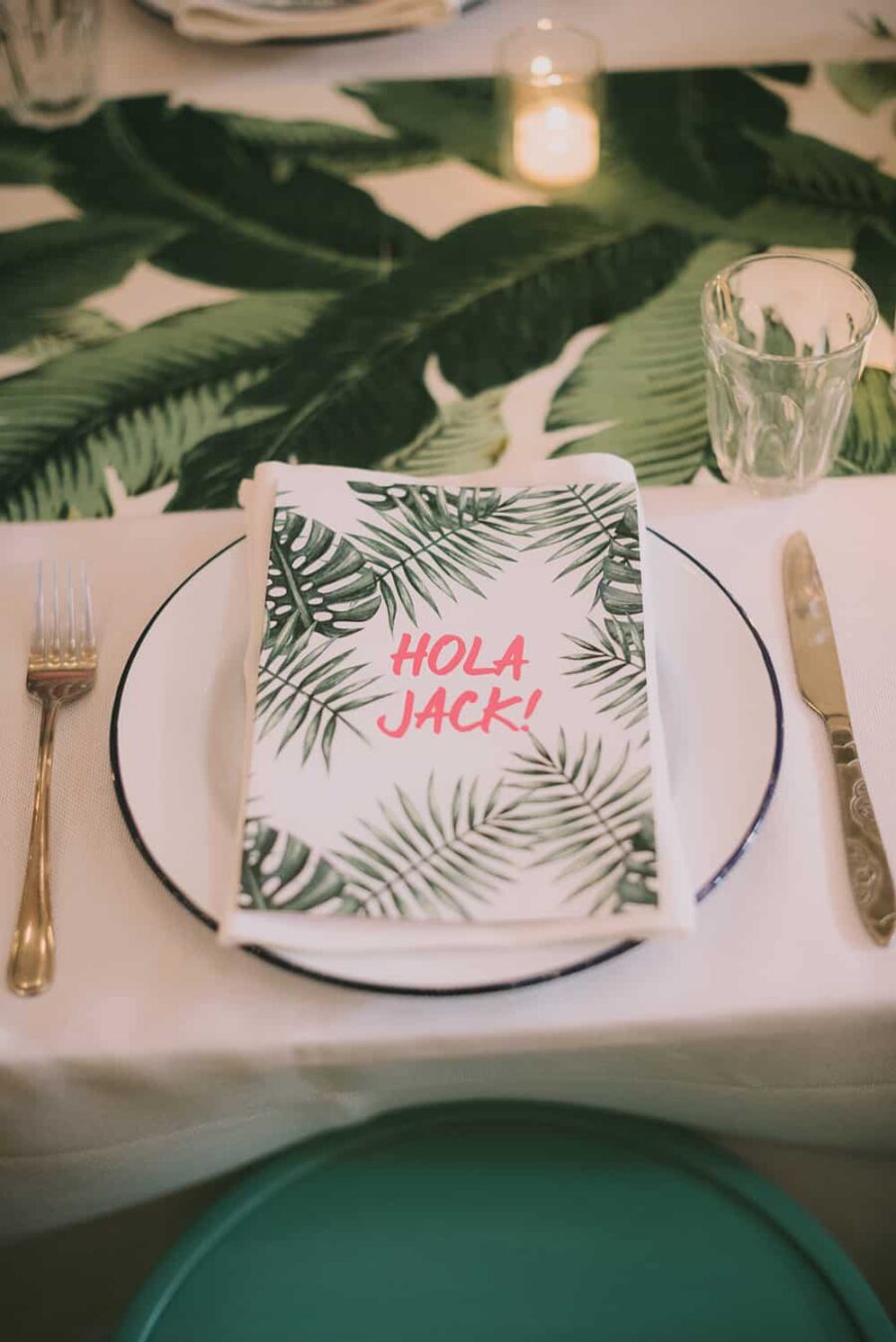 tropical foliage wedding wedding menu