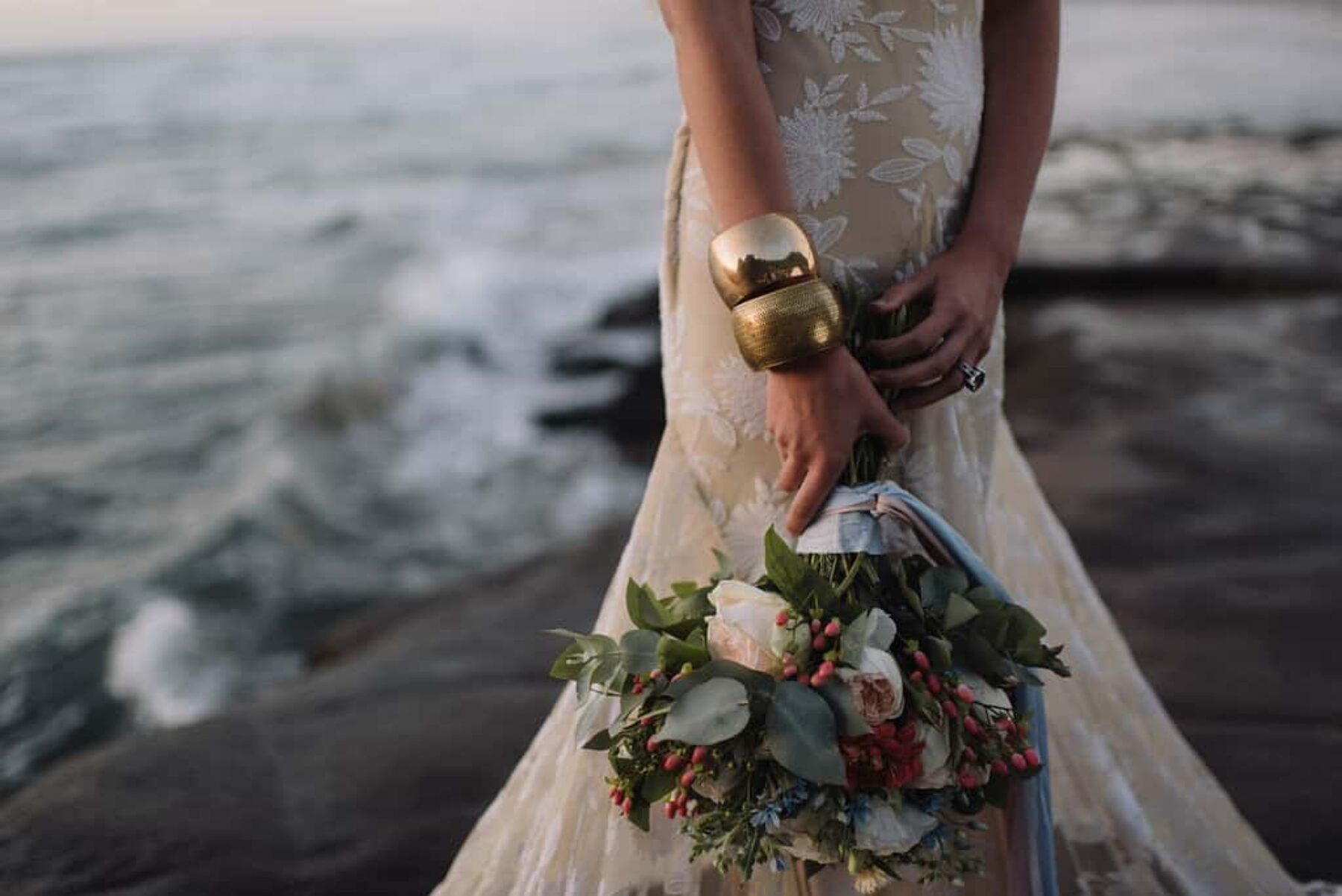 Bohemian beach wedding editorial by Nisha Ravji