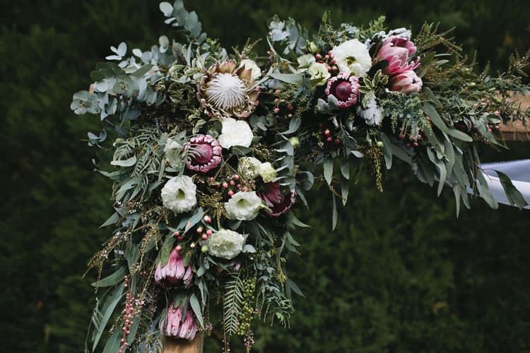 protea floral wedding arch