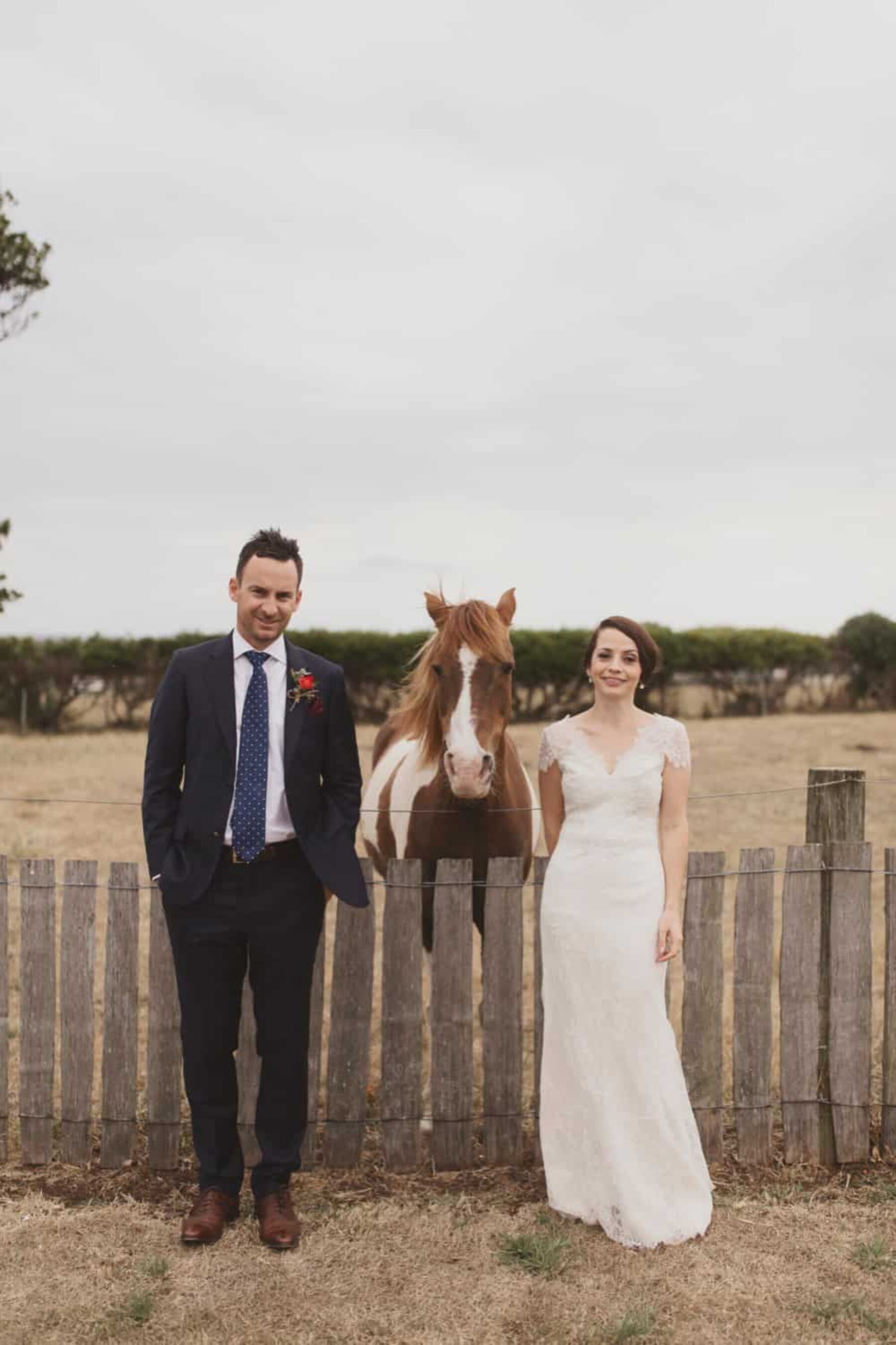 bride, groom and pony
