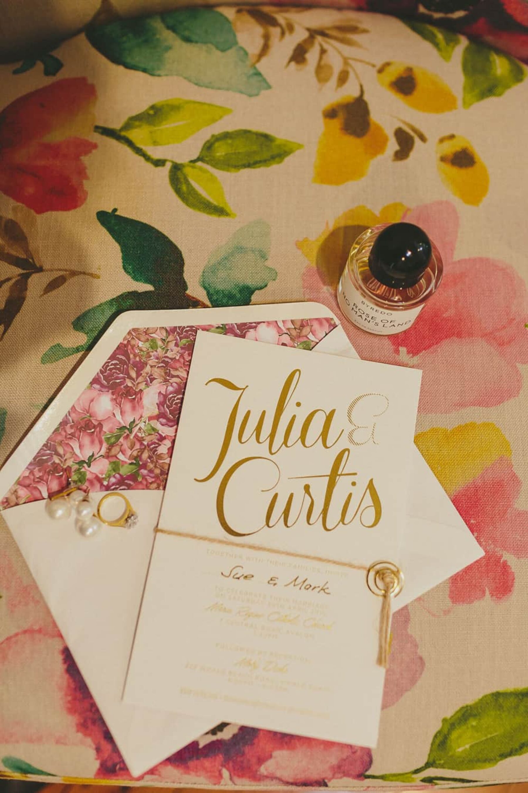floral calligraphy wedding invitation
