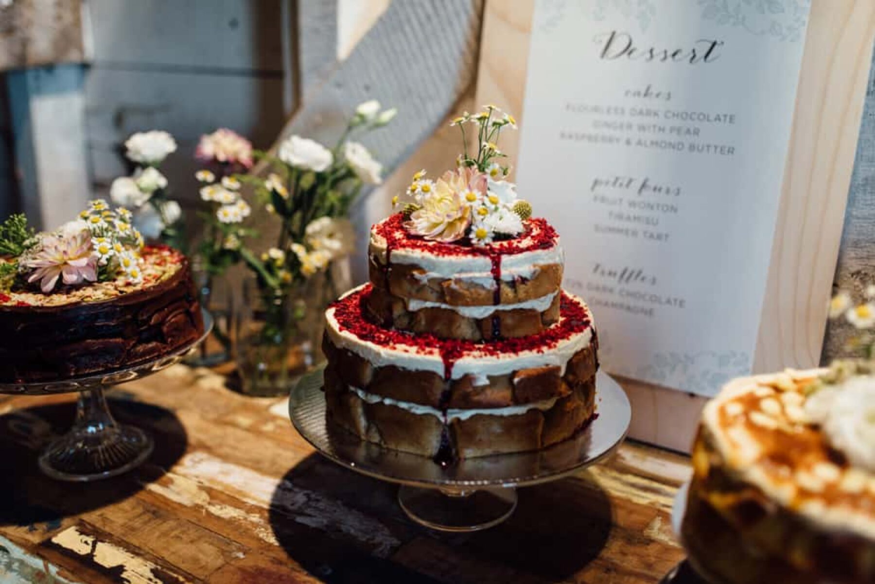 decadent wedding cake display