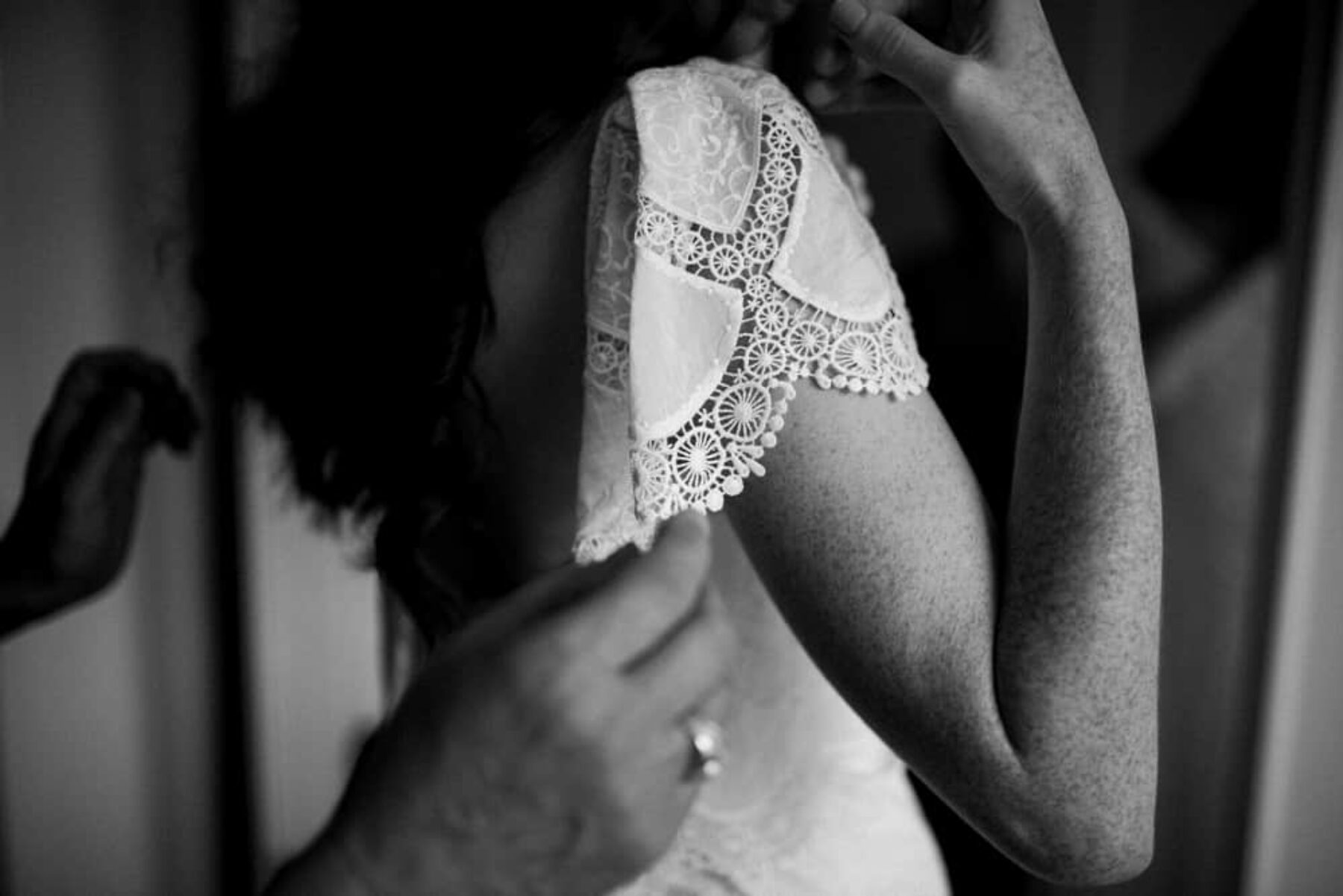 Rue de Seine wedding dress with lace cap sleeves