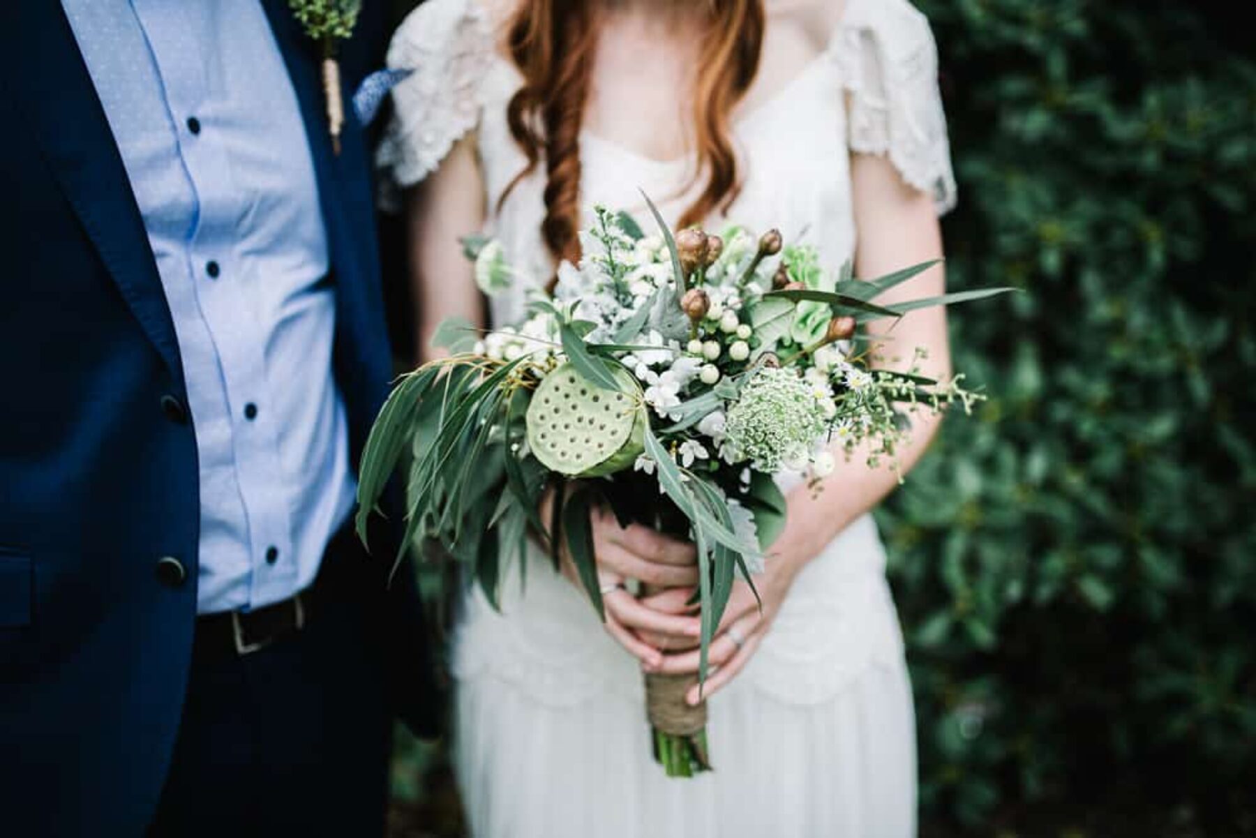DIY native green and white bouquet