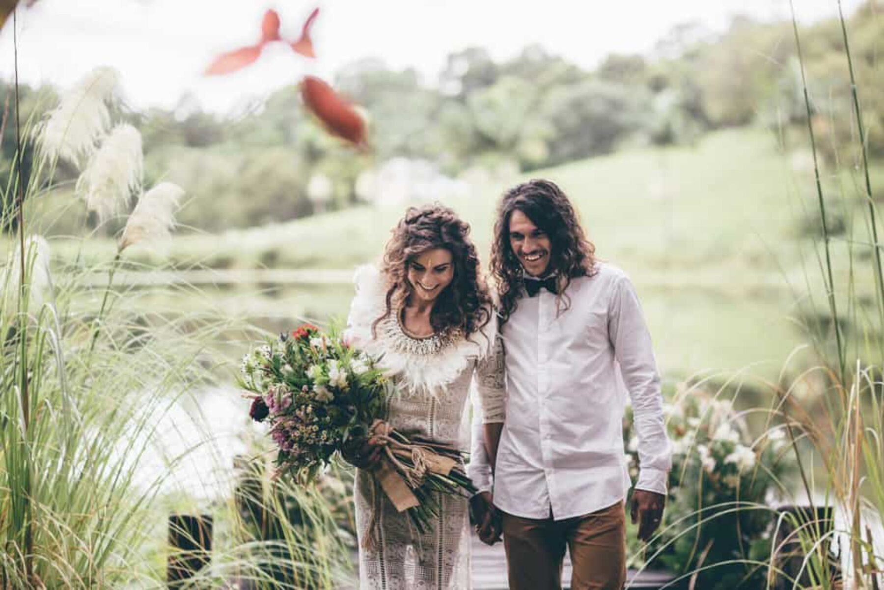 free spirited bride and groom