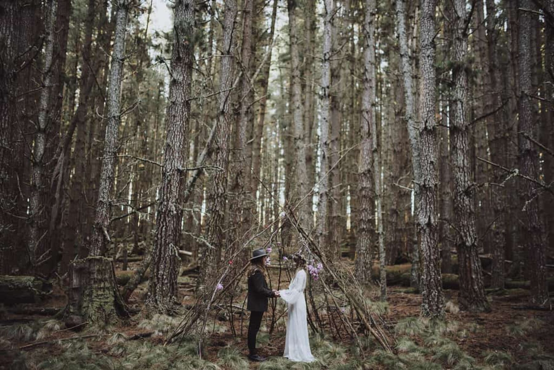 boho forest wedding tipi