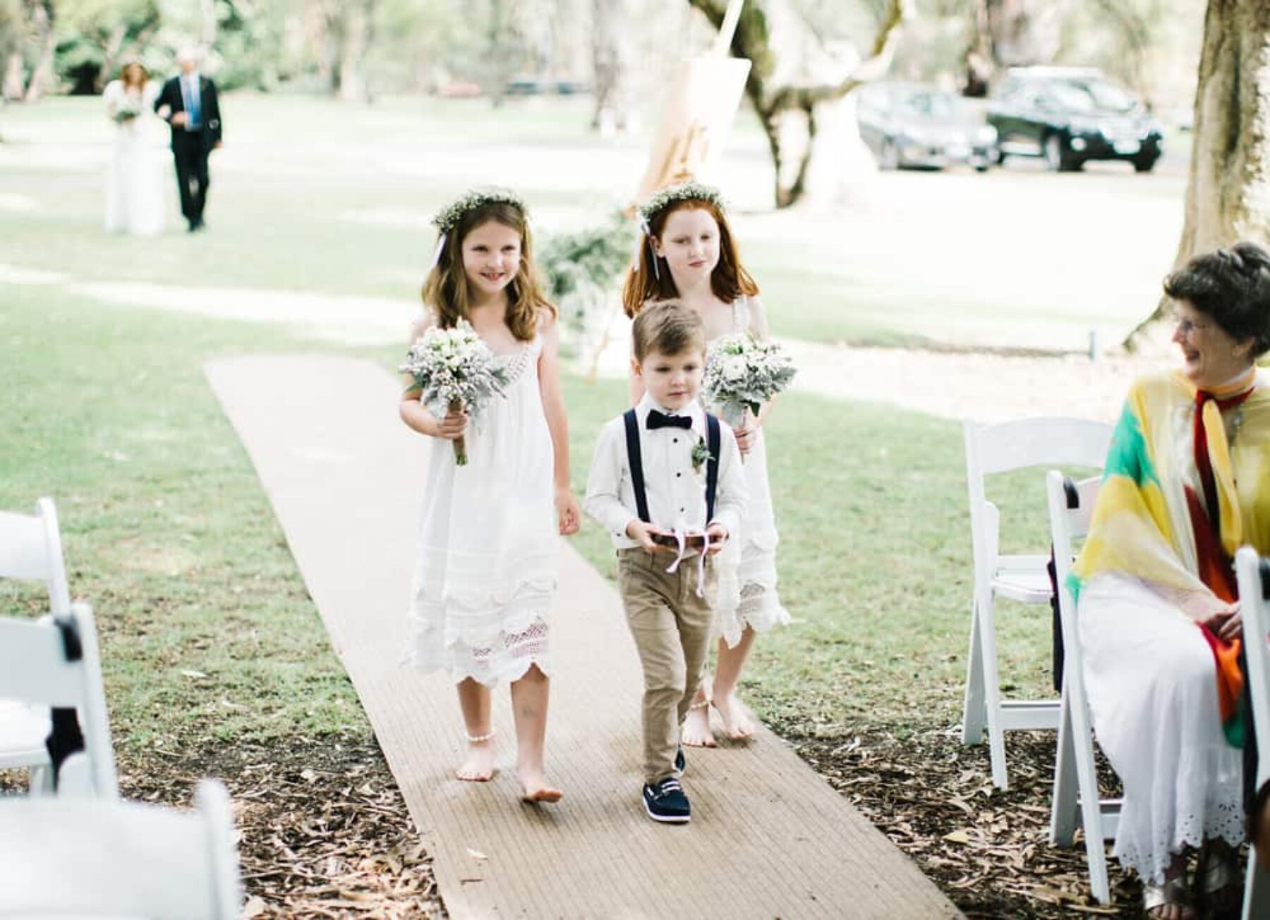 boho flower girls and page boy