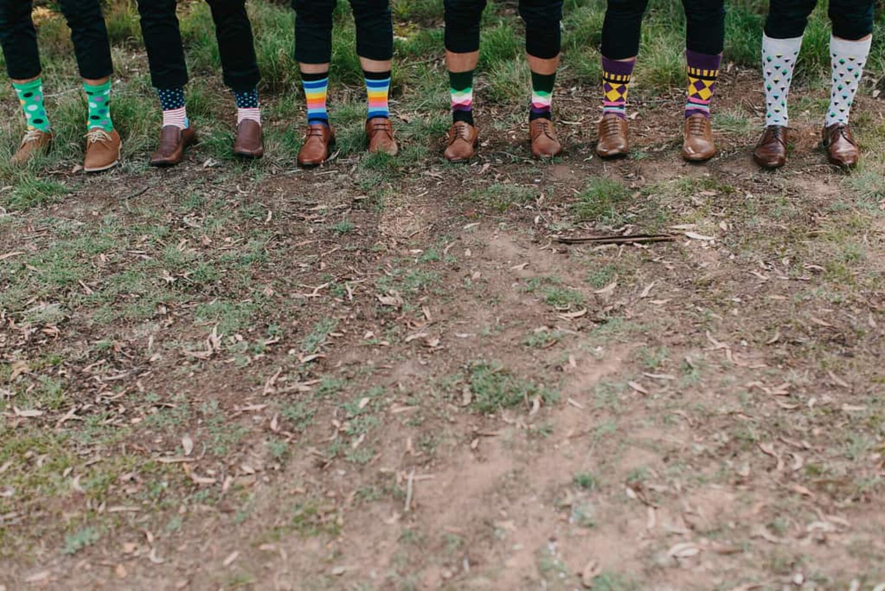 groomsmen in colourful socks