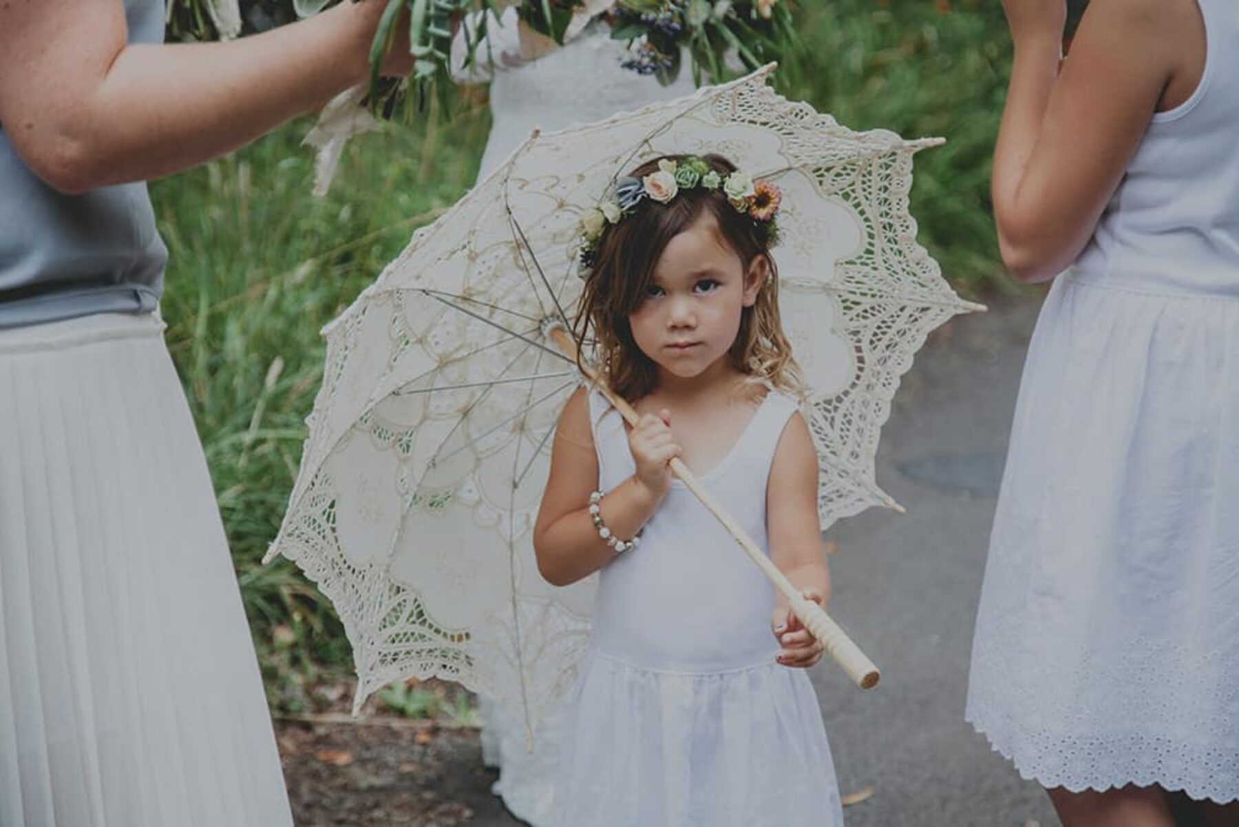 flower girl with parasol