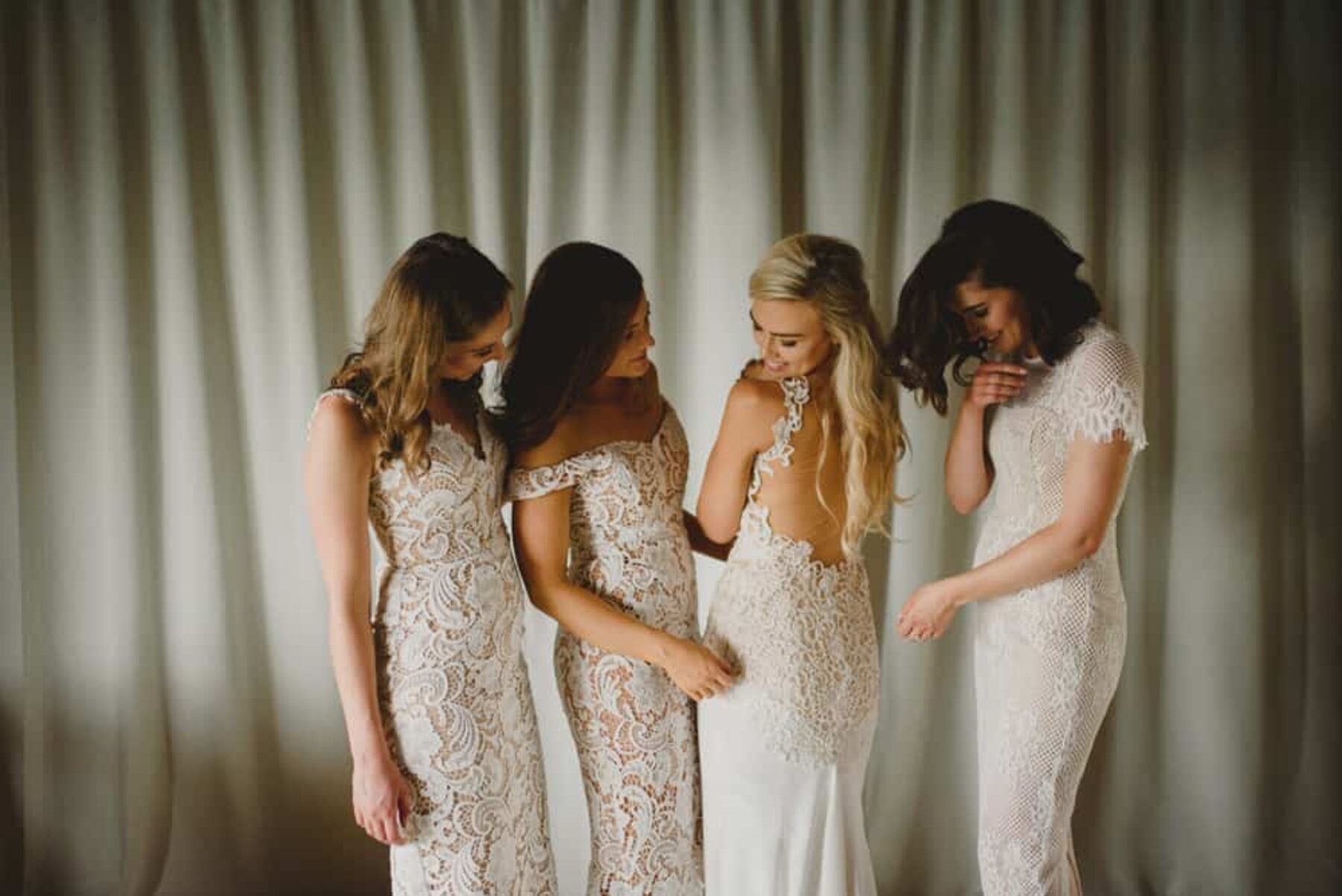whhite lace bridesmaid dresses