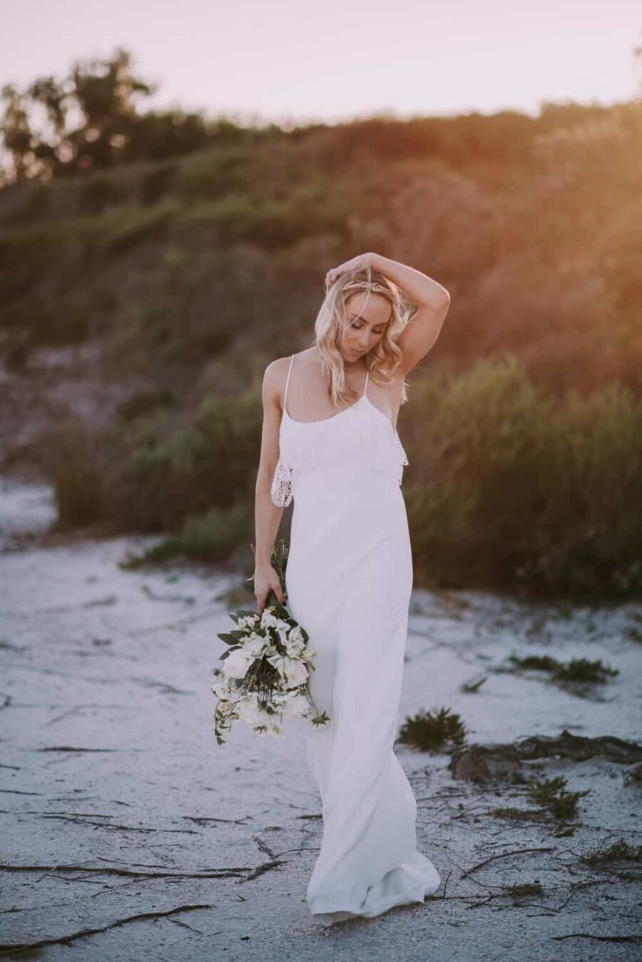 boho beach bride captured by Scott Surplice Photography