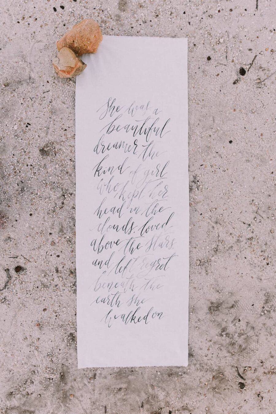 raw paper and calligraphy wedding stationery