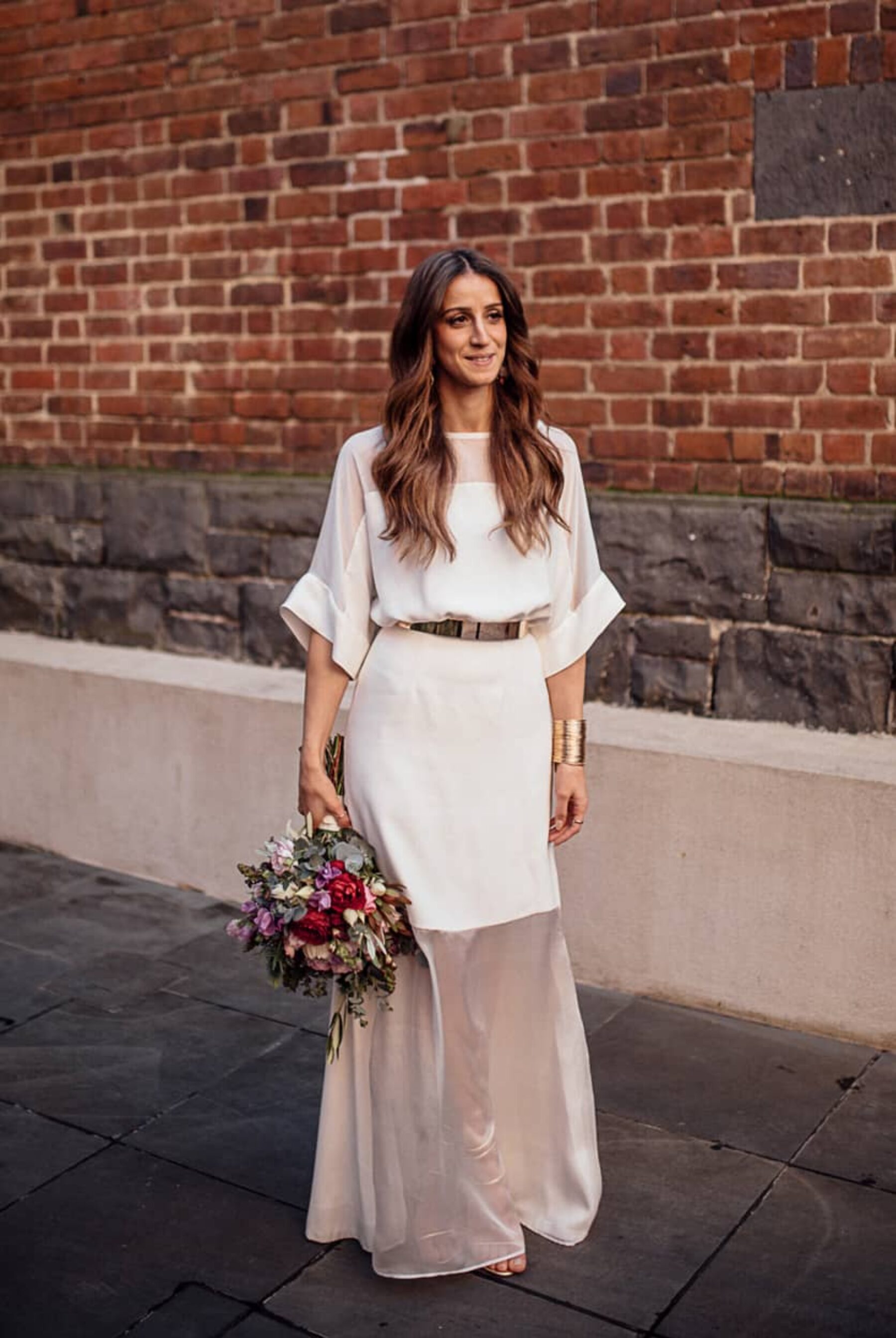 modern Melbourne bride in custom dress by Ellie Louise