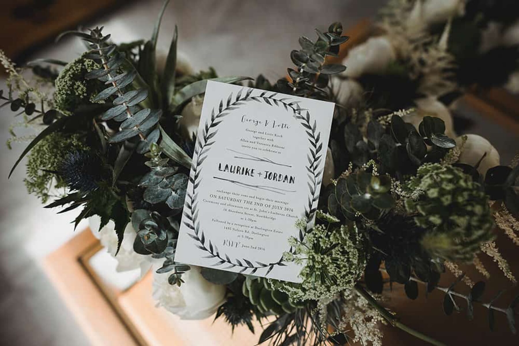 illustrated botanic wedding invitation