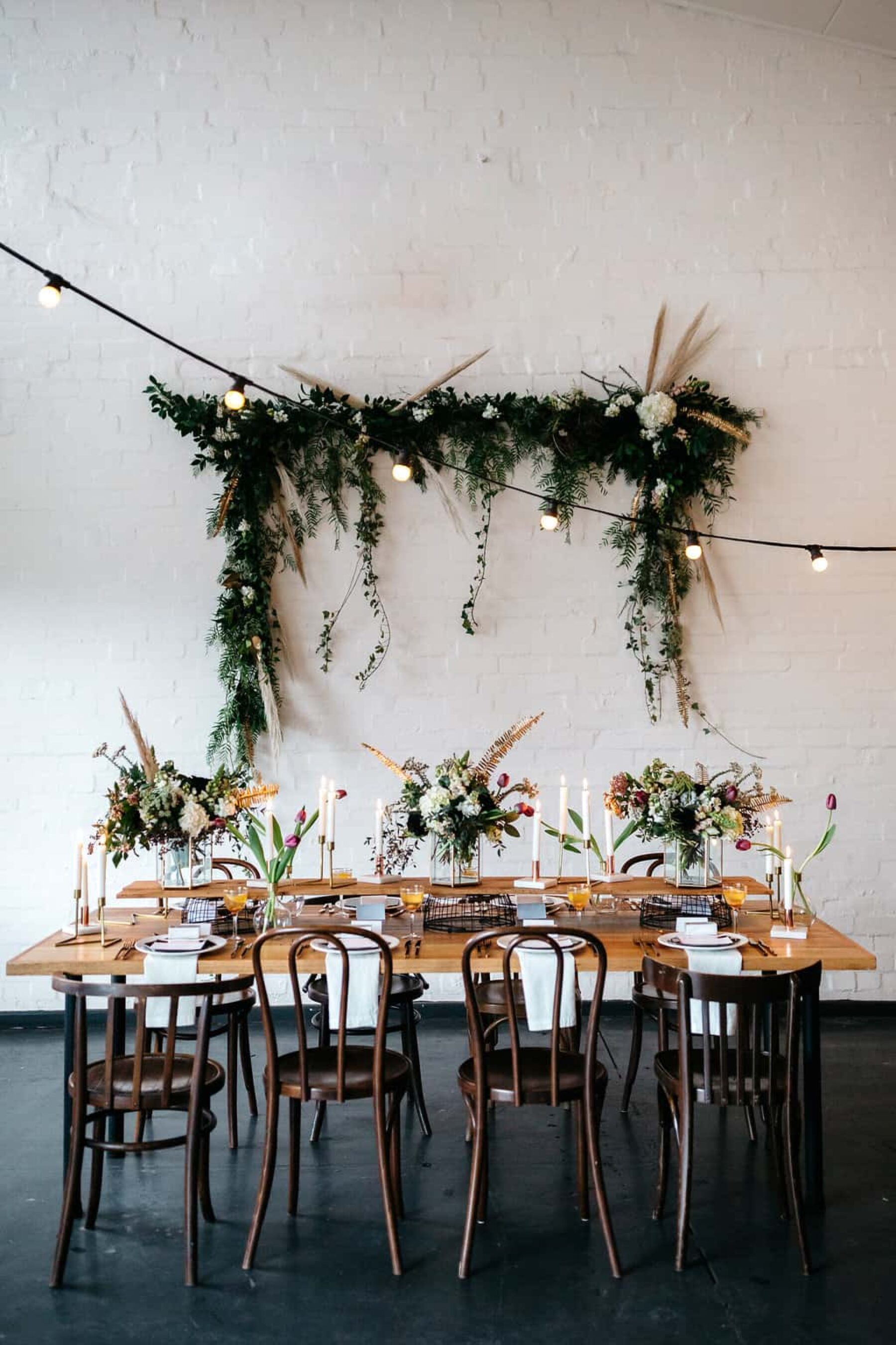 metallic industrial wedding inspiration at Gather & Tailor warehouse West Melbourne