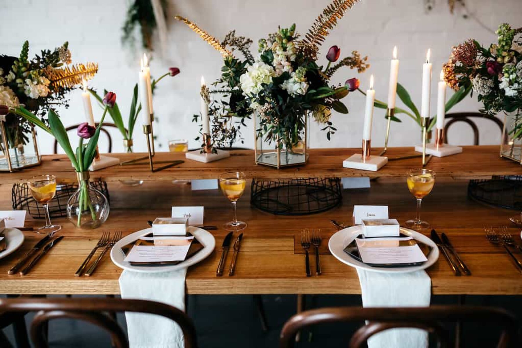 modern tablescape with gilded accents