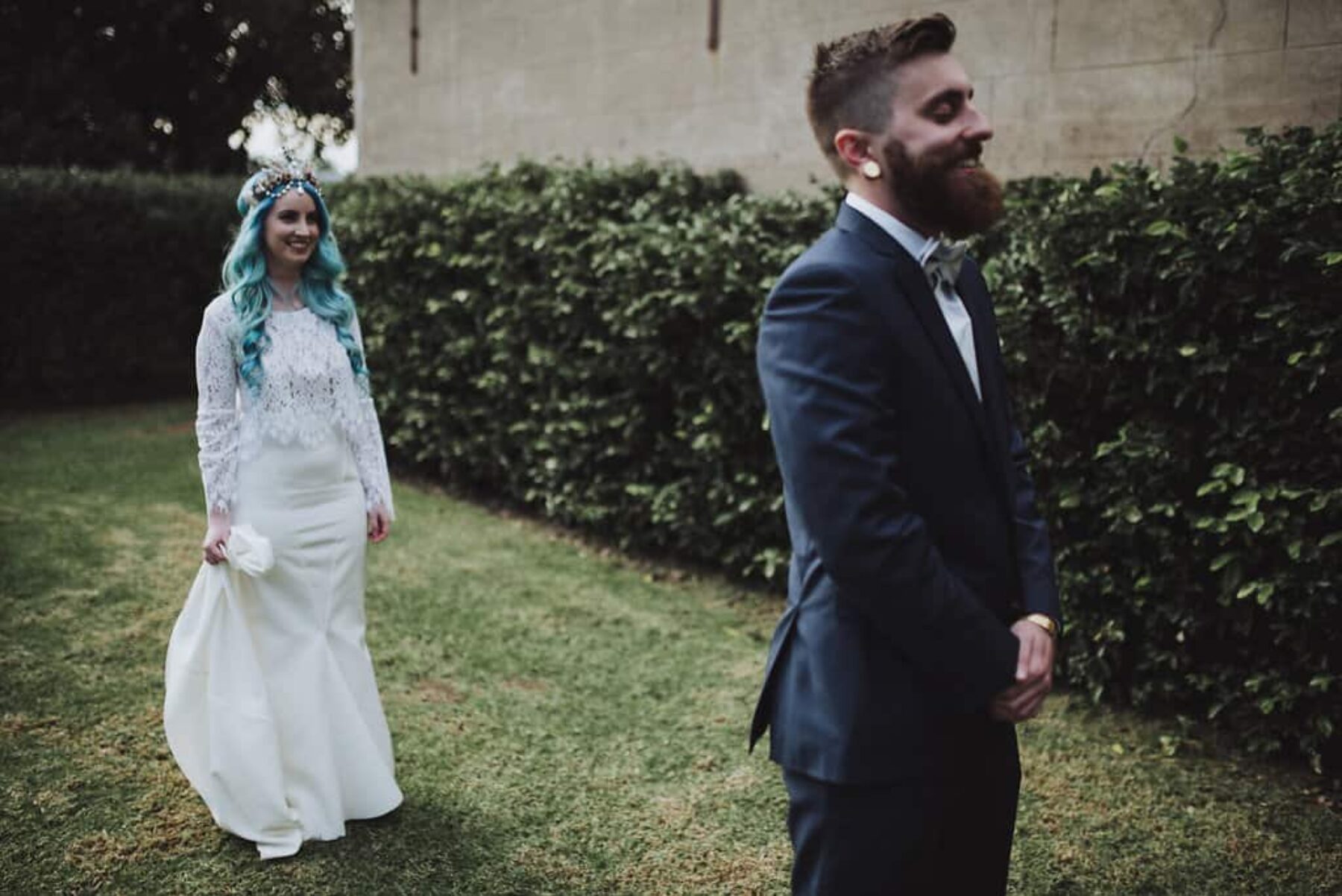 hipster wedding first look