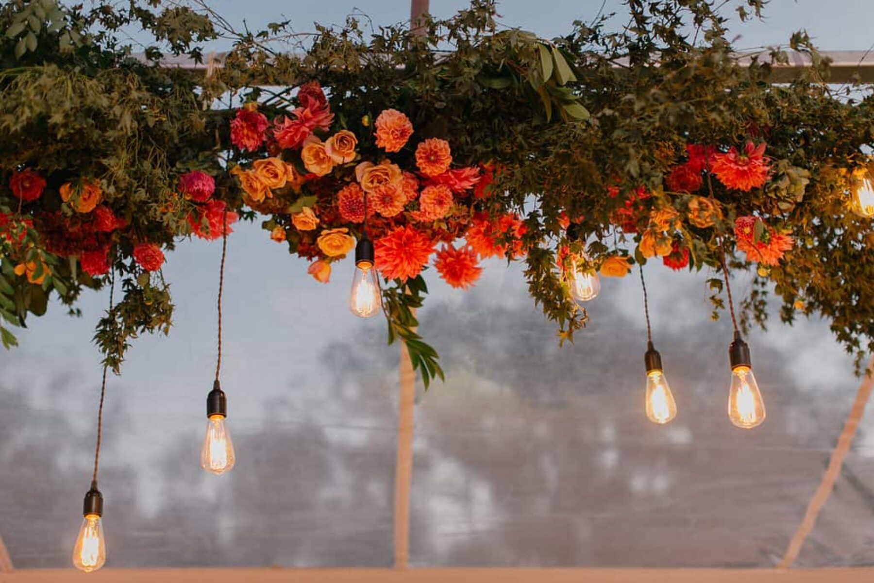 floral and foliage hanging installation