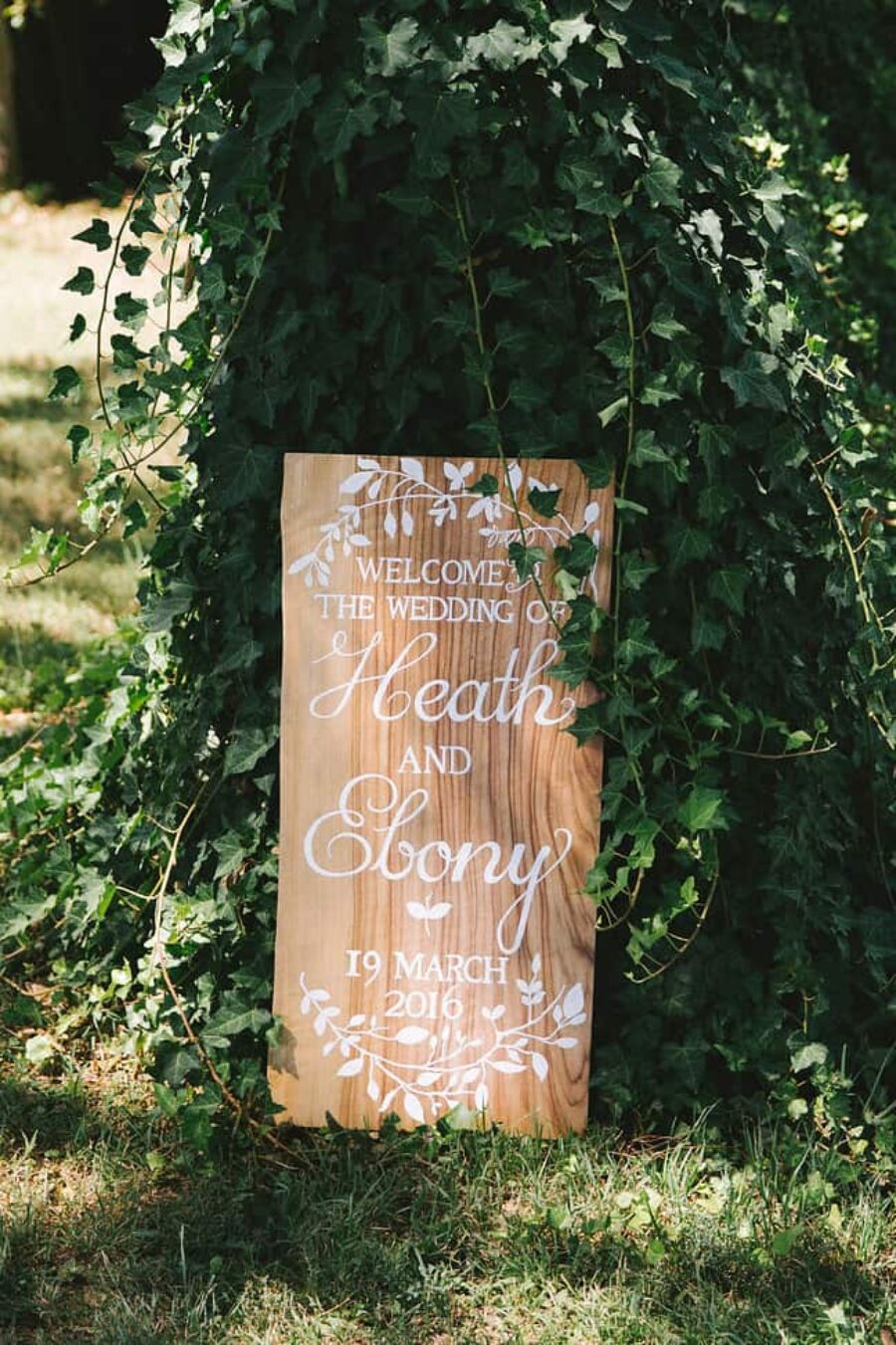 timber hand-lettered wedding board