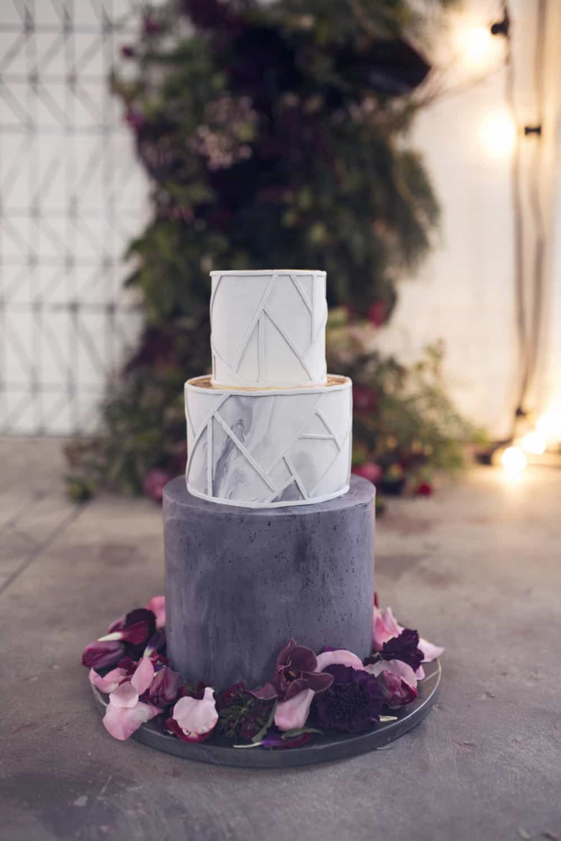 marble and stone inspired wedding cake